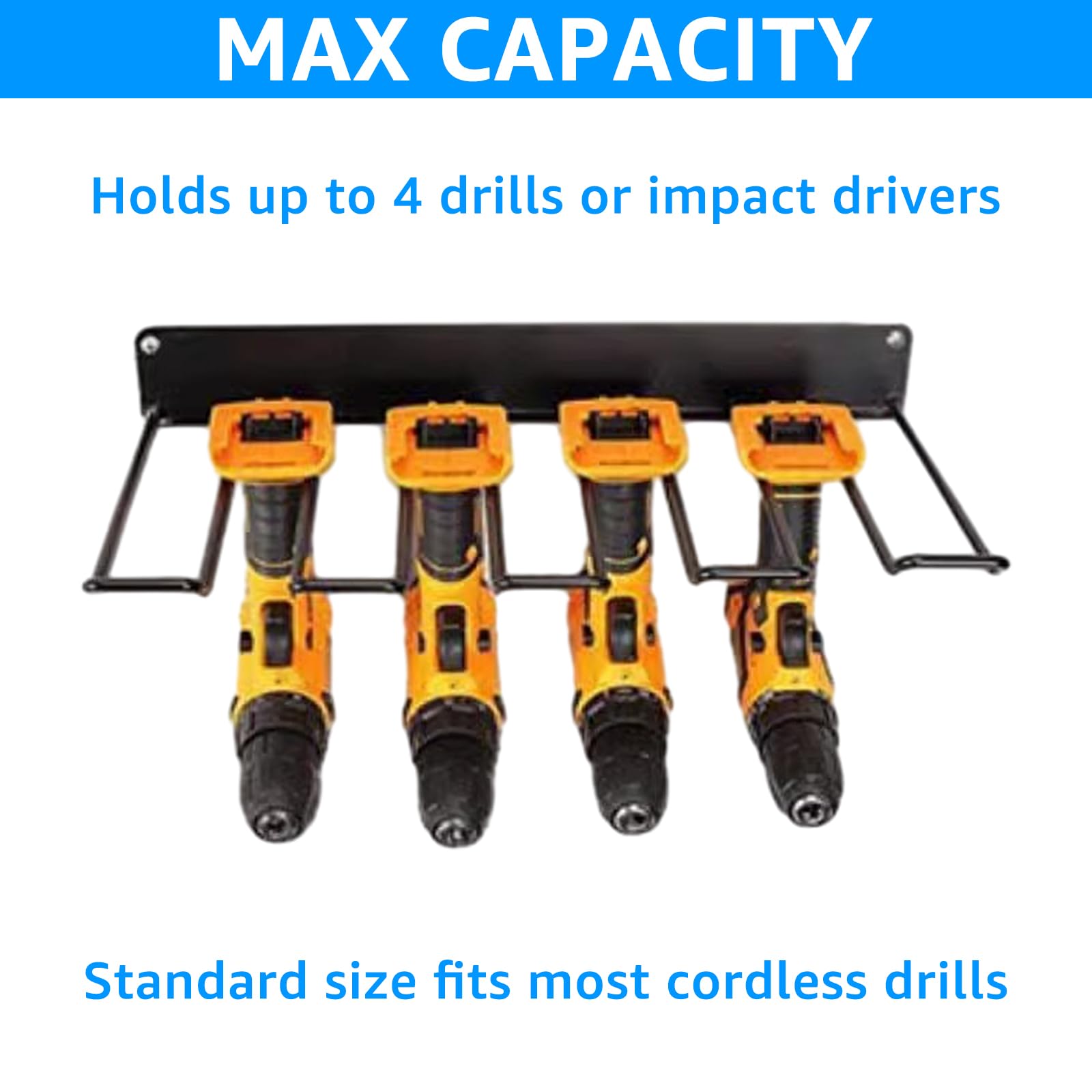 ZOFUN Wall Mounted Power Tool Organizer - 4 Slot Heavy Duty Garage & Workshop Storage Rack for Drills, Saws & More - Perfect for DIY Projects, Home Improvement & Professional Workspaces