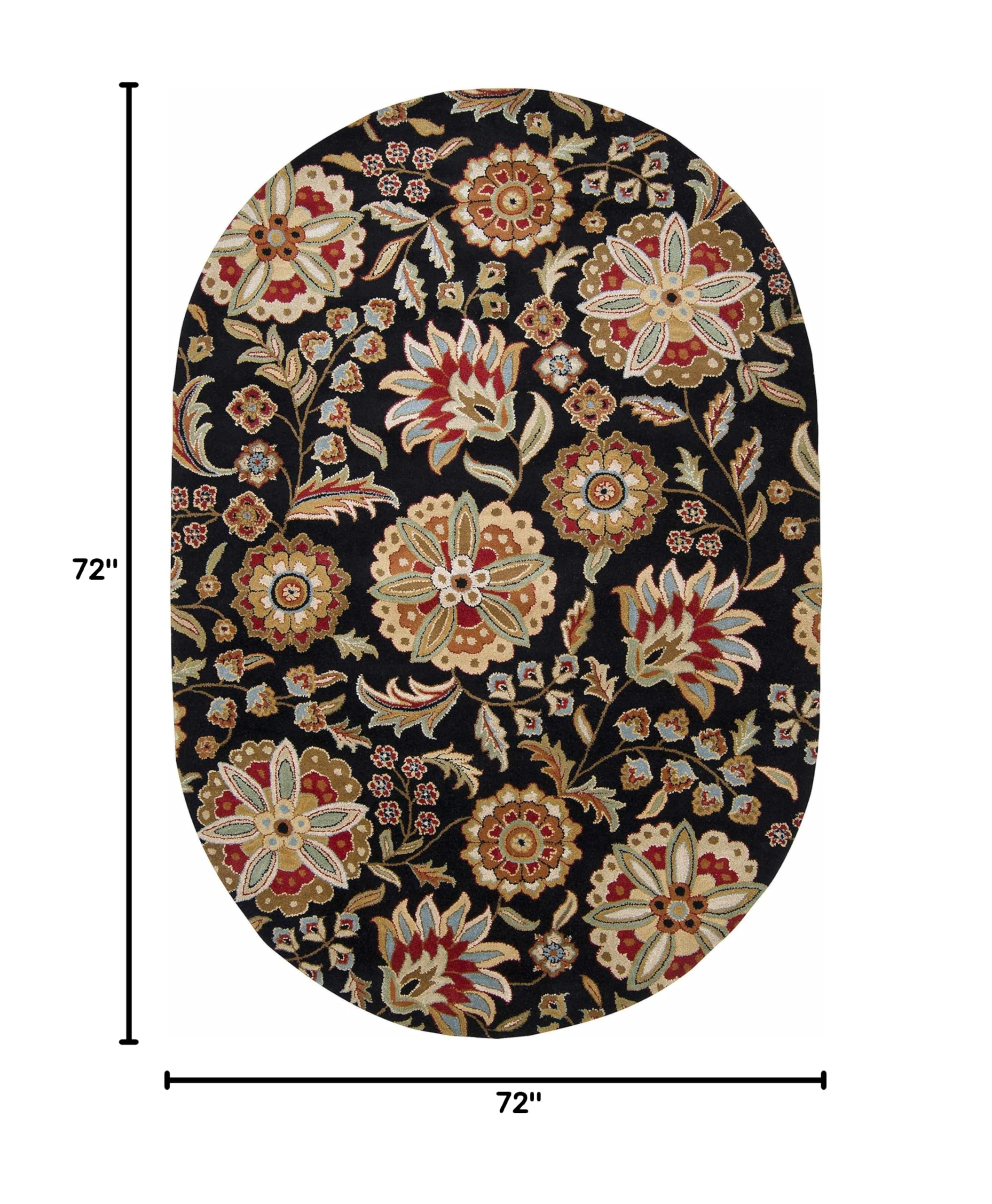 Premium Hauteloom Heated Wool Area Rug - 6' Round Transitional Rug for Living Room & Bedroom - Black, Brown, Purple - Cozy Winter Home Decor for Cold Weather Comfort