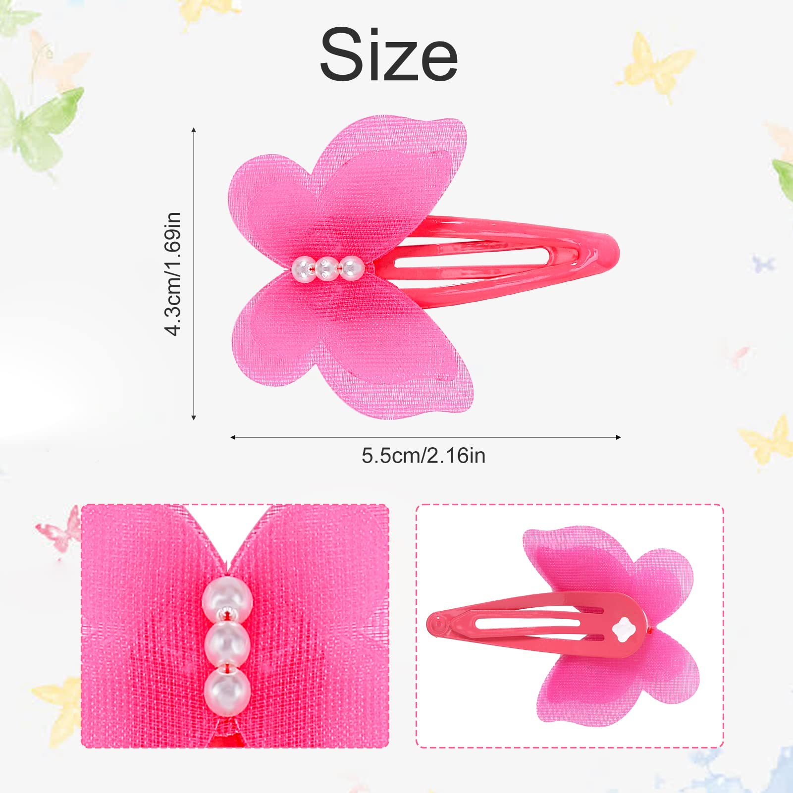 14pcs Baby Girl Hair Clips - Soft Chiffon 3D Butterfly Barrettes for Toddlers & Kids | Hair Accessories for Girls, Birthday Gifts, Party & Daily Use