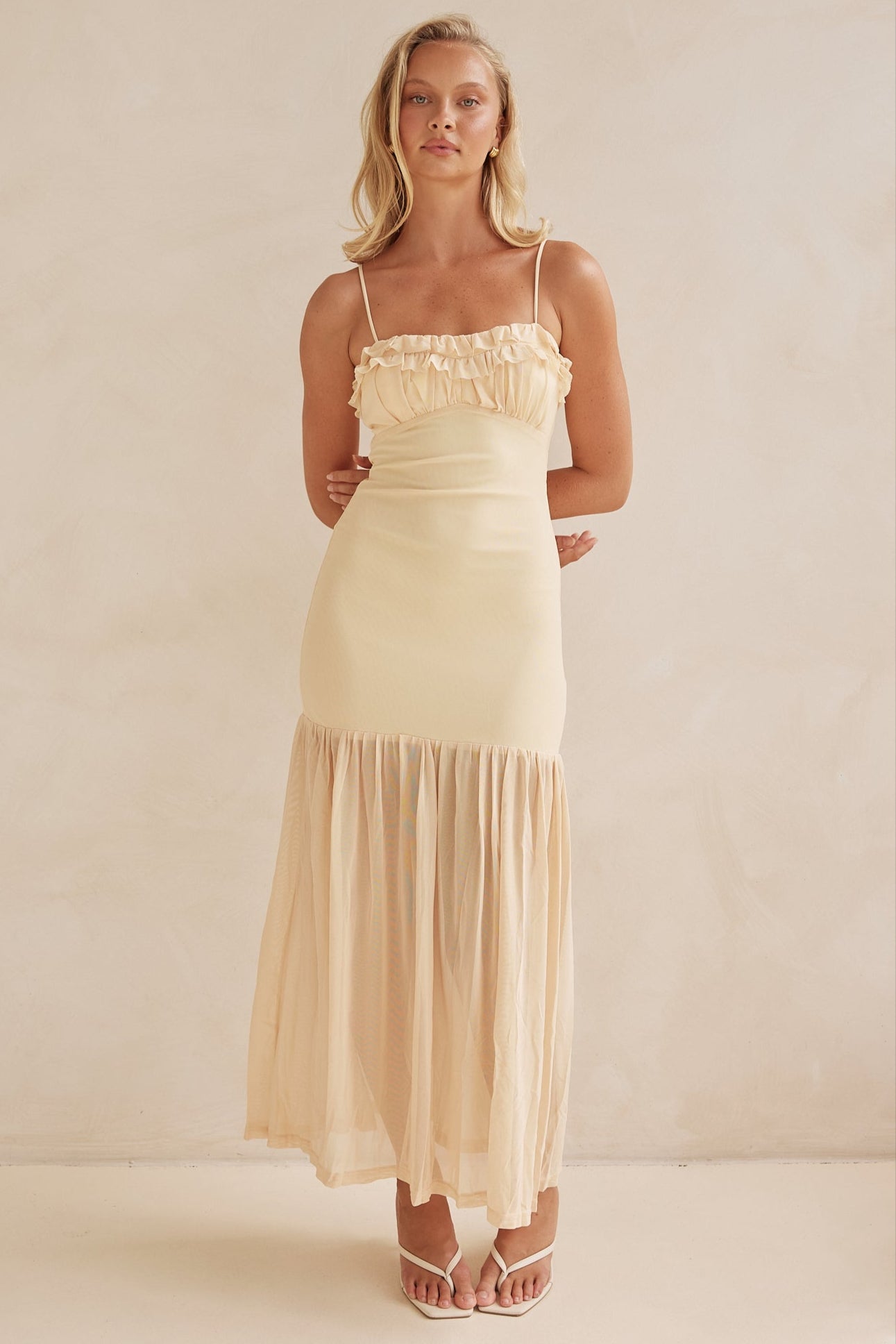 Delia Maxi Dress in Butter Yellow - Flowy Long Summer Dress for Women, Perfect for Beach Vacations, Weddings & Casual Outings