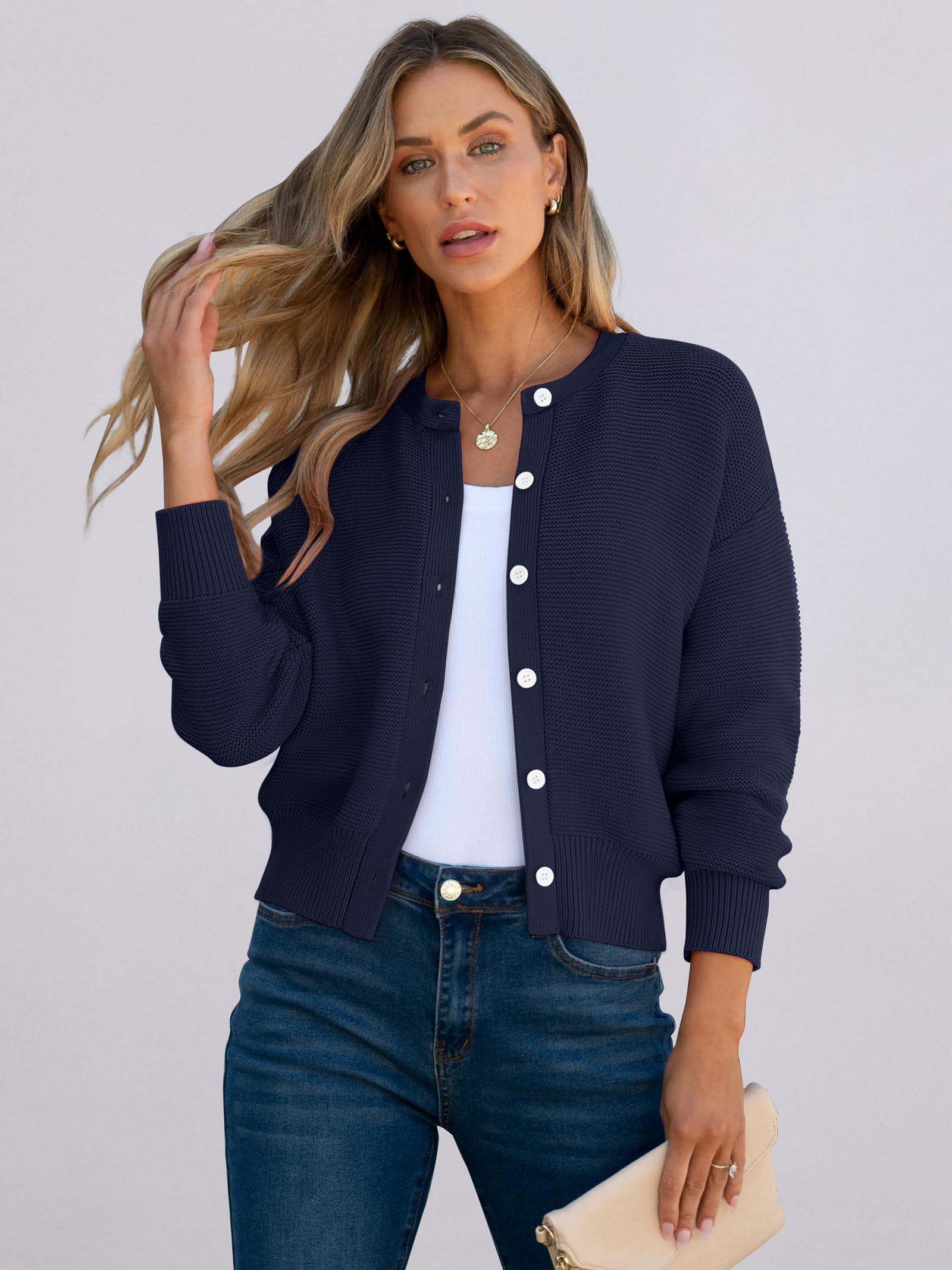 Caracilia Women's Cropped Cardigan Sweater - Open Front Tweed Knit Button Down Jacket for Casual & Dressy Wear | Spring 2025 Outwear | Perfect for Office, Date Night & Weekend Outings