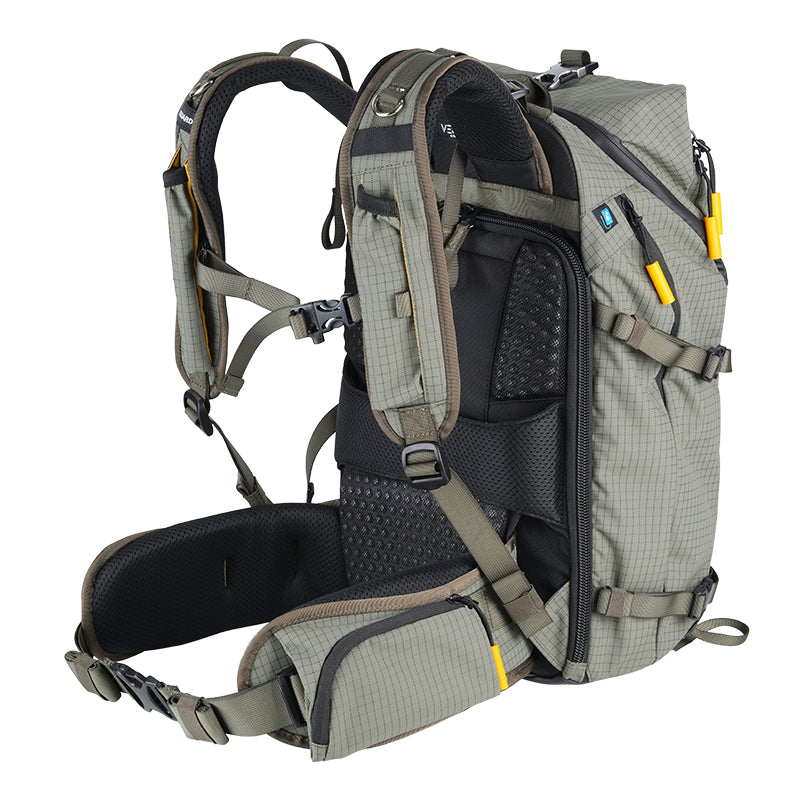 VEO Active 46 Khaki Green Camera Backpack with USB Charging Port - Waterproof DSLR Bag for Travel & Outdoor Photography - Perfect for Hiking, Camping & Professional Photographers