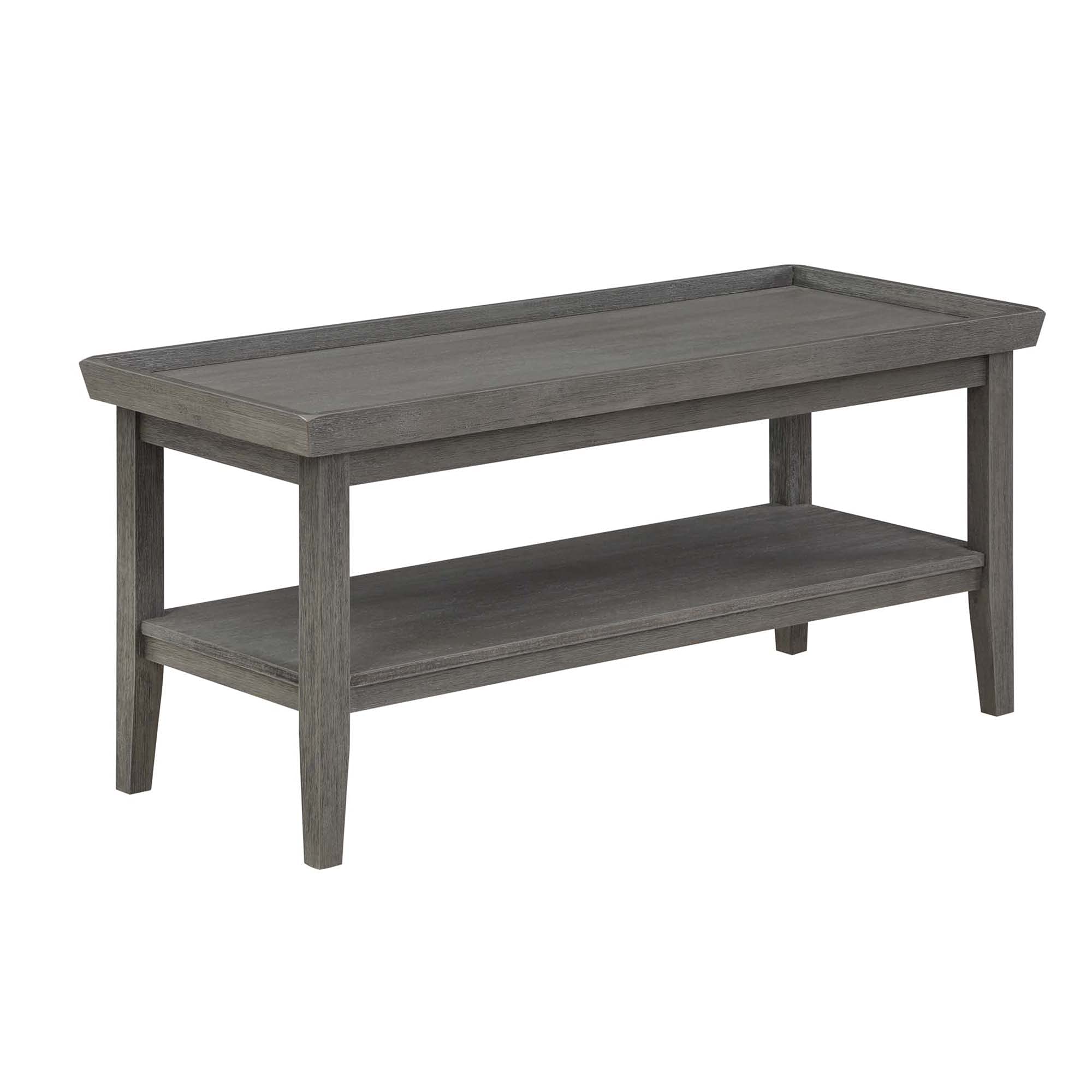 Convenience Concepts Ledgewood Coffee Table with Shelf - Wirebrush Dark Gray Finish - Modern Living Room Furniture for Small Spaces & Home Decor