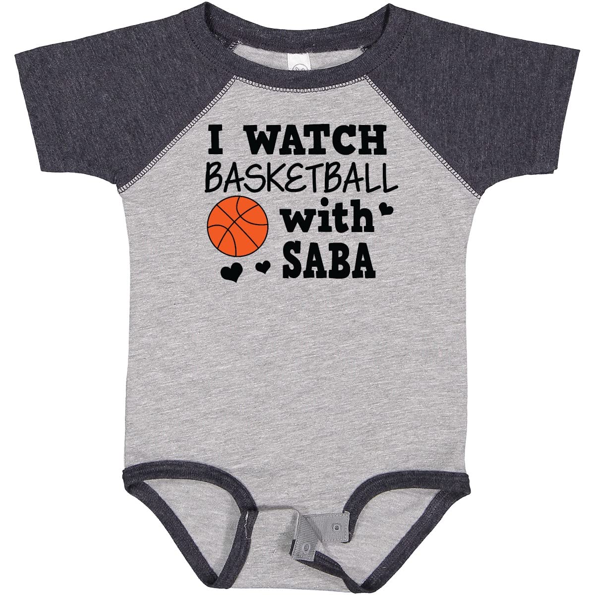 Inktastic I Watch Basketball with Saba Baby Bodysuit - Cute Infant Basketball Fan Outfit for Game Day & Family Events
