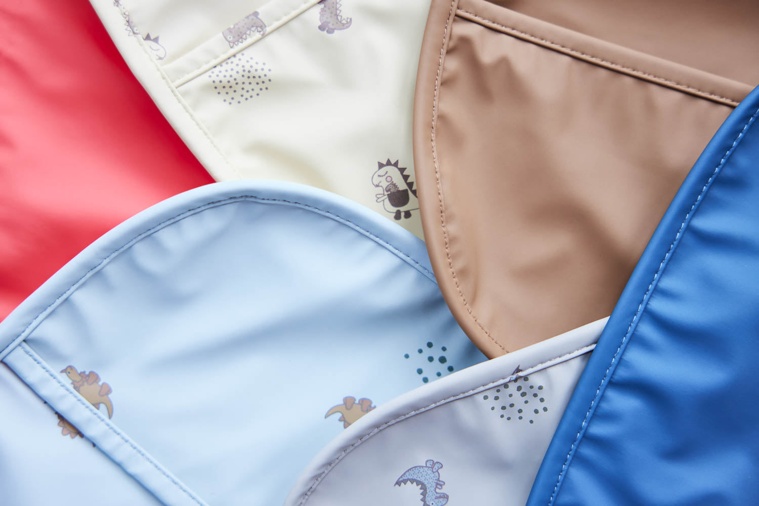 Dinosaur Baby Bib Set - Soft Cotton Feeding Bibs for Toddlers in Clay & Blue - Perfect for Mealtime, Messy Play, and Baby Showers