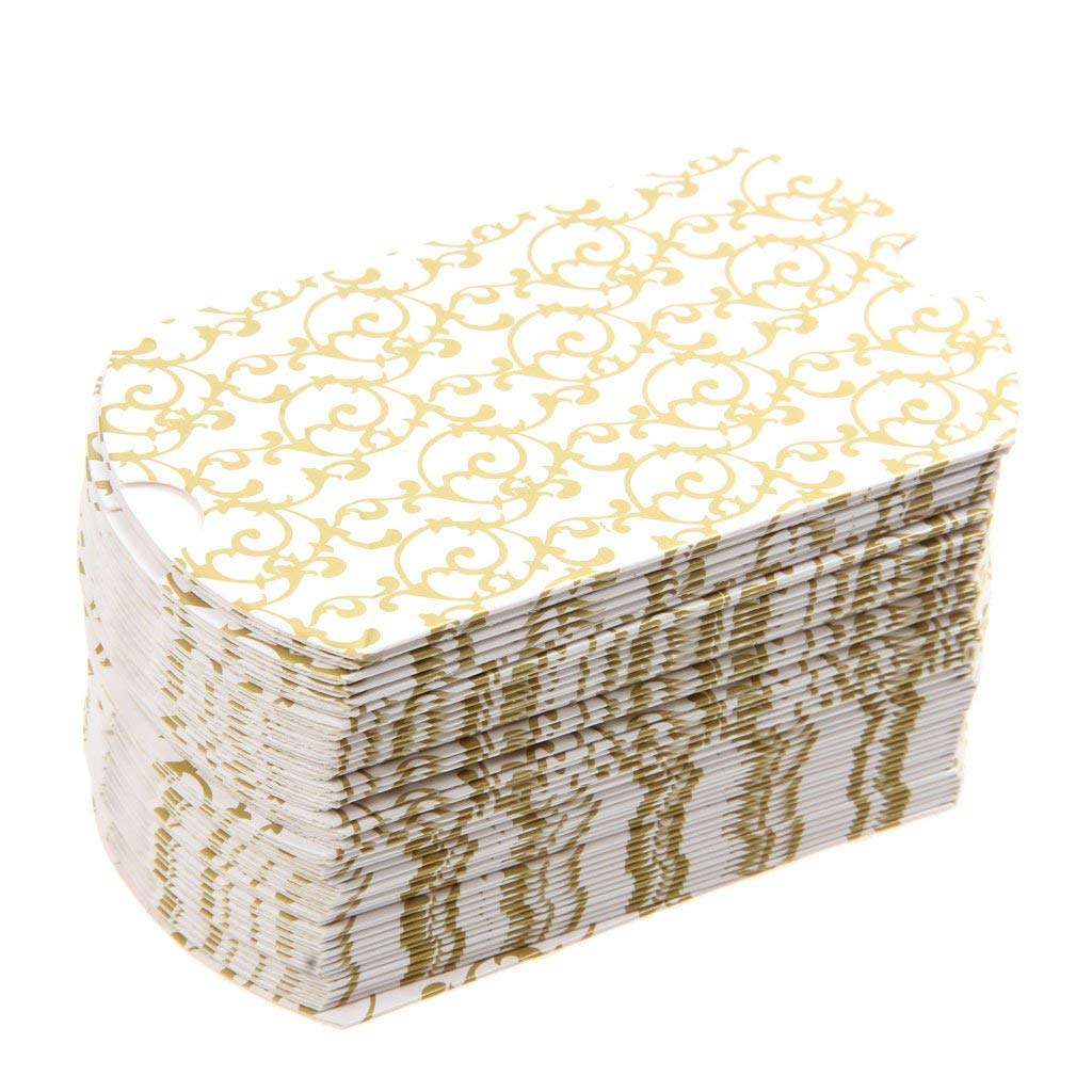 50 Pack Gold Candy Pillow Boxes - 11.5 x 7cm Wedding Favor Gift Boxes with Ribbon for Party, Baby Shower & Bridal Favors | Elegant Sweet Treat Packaging for Special Occasions