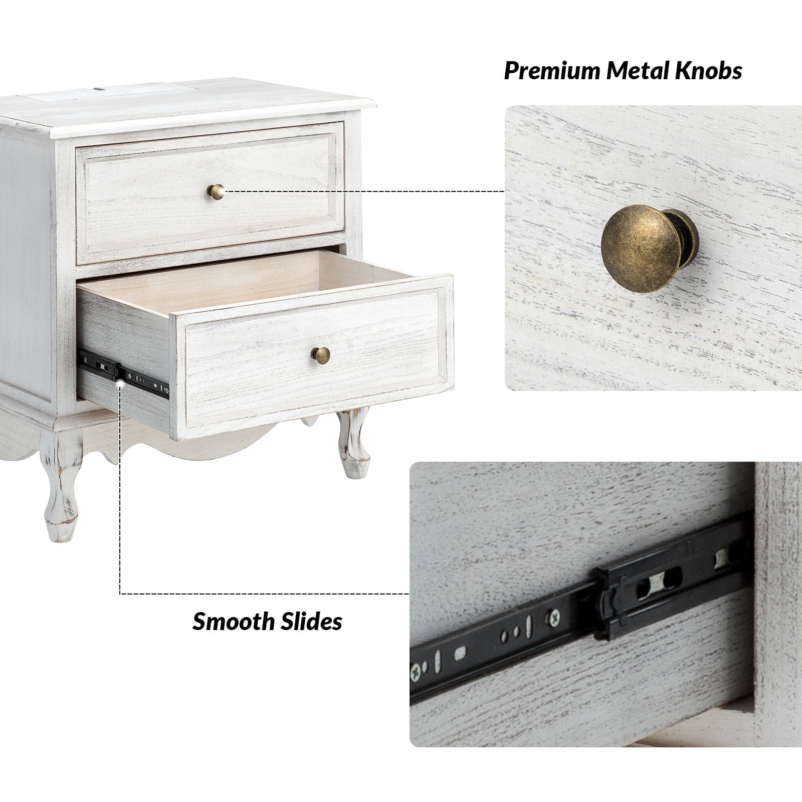 Galatea 24 Inch Tall 2-Drawer Nightstand Chest - Modern Bedside Table with Optional Styles for Bedroom, Living Room, or Office Storage