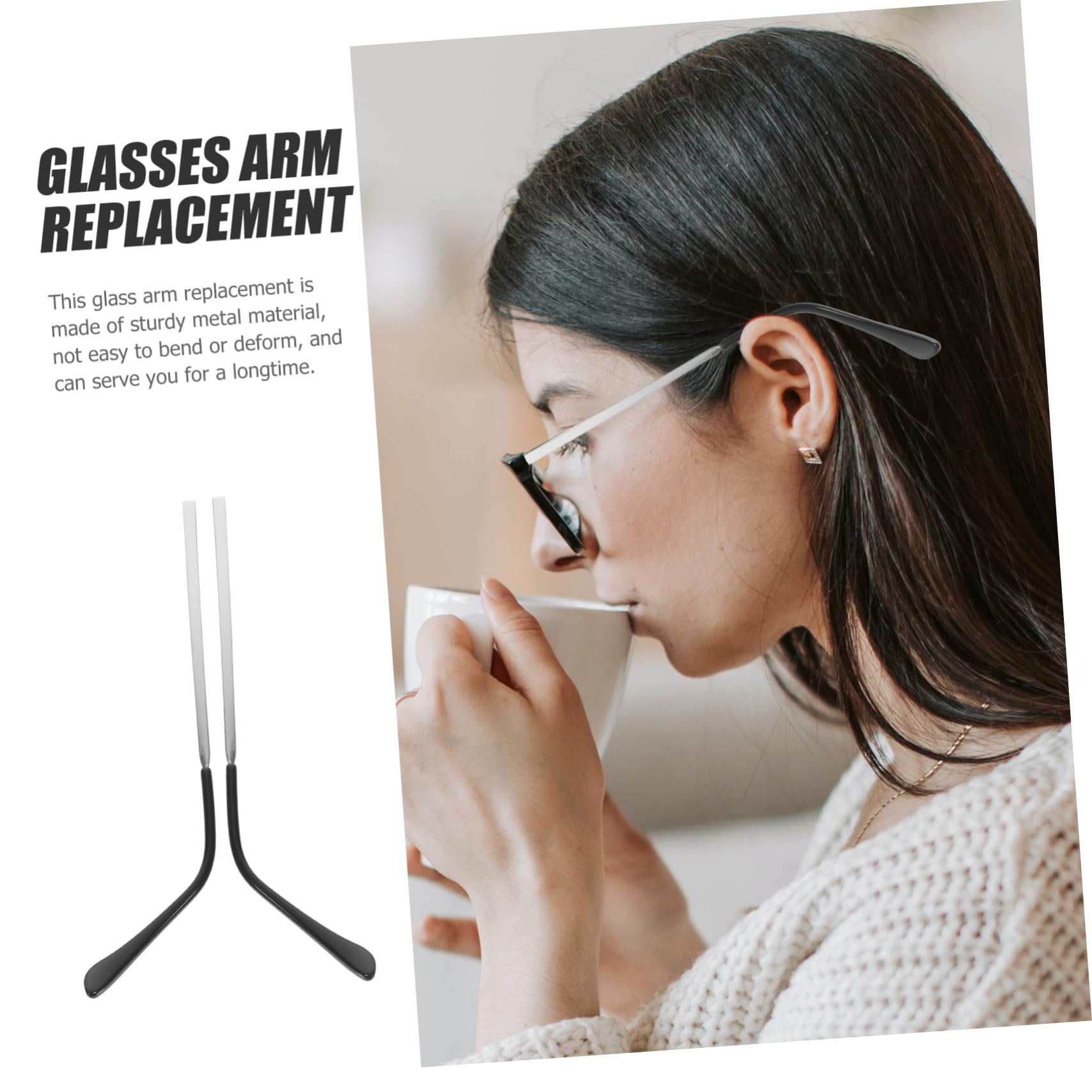PLAFOPE Universal Eyeglass Temple Replacement Kit - 1 Pair Repair Arms for Glasses Frames - Perfect for Broken or Loose Temple Fixes at Home, Office, or Travel