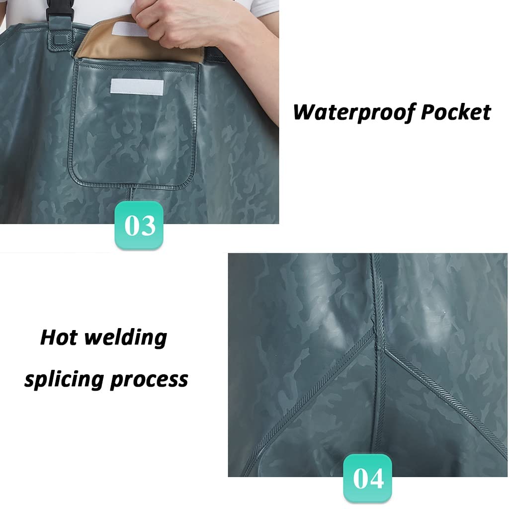 PVC Waterproof Chest Waders for Men & Women - Lightweight Bootfoot Fishing & Hunting Bibs with Boots - Ideal for Fly Fishing, Duck Hunting & Outdoor Water Activities