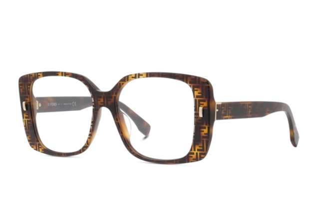 FENDI FIRST FE50019I 055 Havana Oversized Square Women's Eyeglasses - Stylish Designer Sunglasses for Women, UV Protection, Fashion Accessory - Perfect for Outdoor Activities, Travel, and Everyday Wear