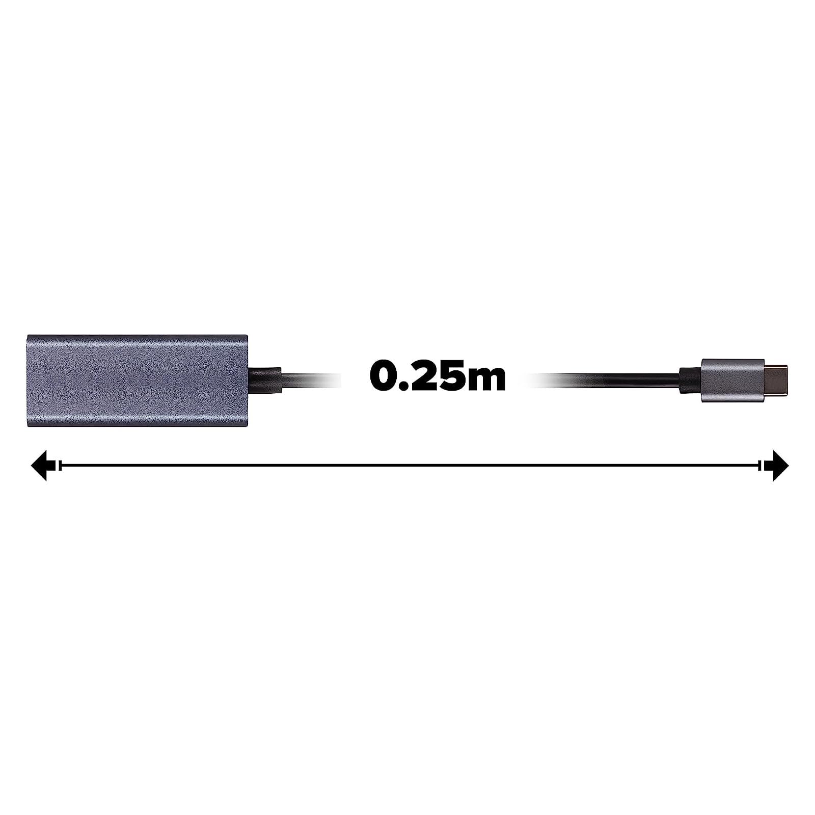 Nikkai Aluminum USB-C to RJ45 Gigabit Ethernet Adapter - 0.25m Cable for MacBook Pro/Air, iPad Pro, Dell XPS, Lenovo ThinkPad - Fast Wired Internet for Home Office, Gaming & Streaming