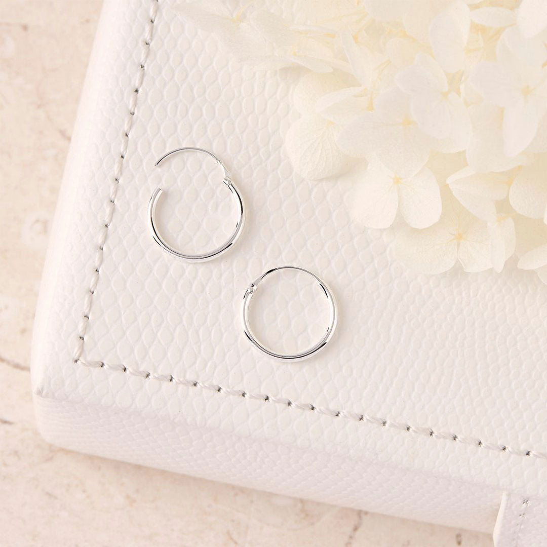 Sterling Silver Medium Hoop Earrings for Women - Sleek & Hypoallergenic Sleepers for Everyday Wear & Gifting