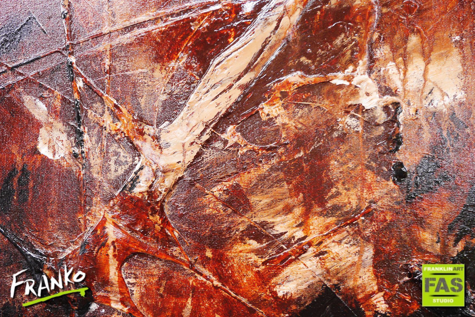 190cm x 100cm Brown White Abstract Leathered Plateau Painting - Modern Wall Art for Living Room, Bedroom & Office Decor