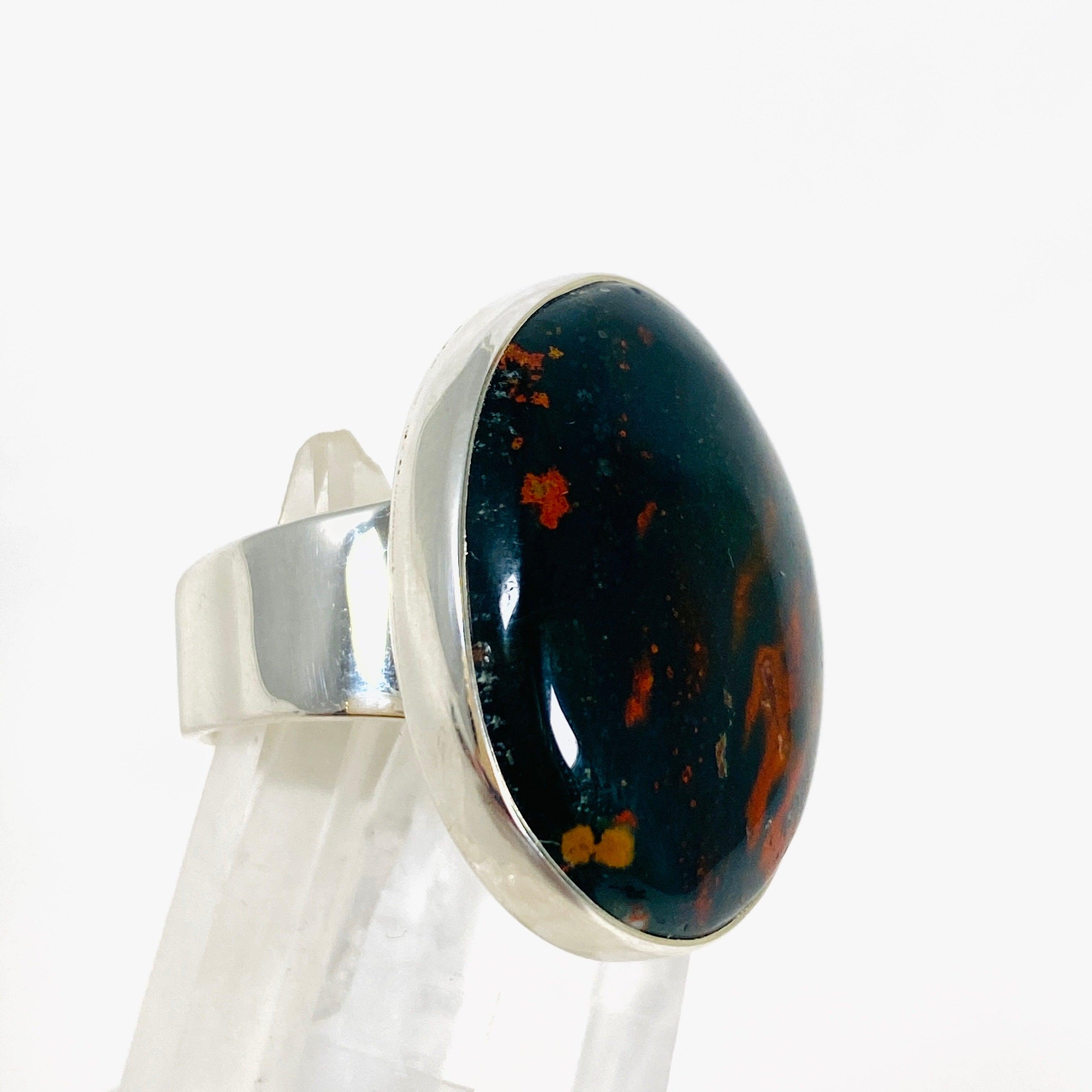 Bloodstone Oval Ring Size 8 KRGJ3075 - Healing Crystal Jewelry for Women, Natural Gemstone Statement Ring - Perfect for Meditation, Energy Work & Spiritual Gifts