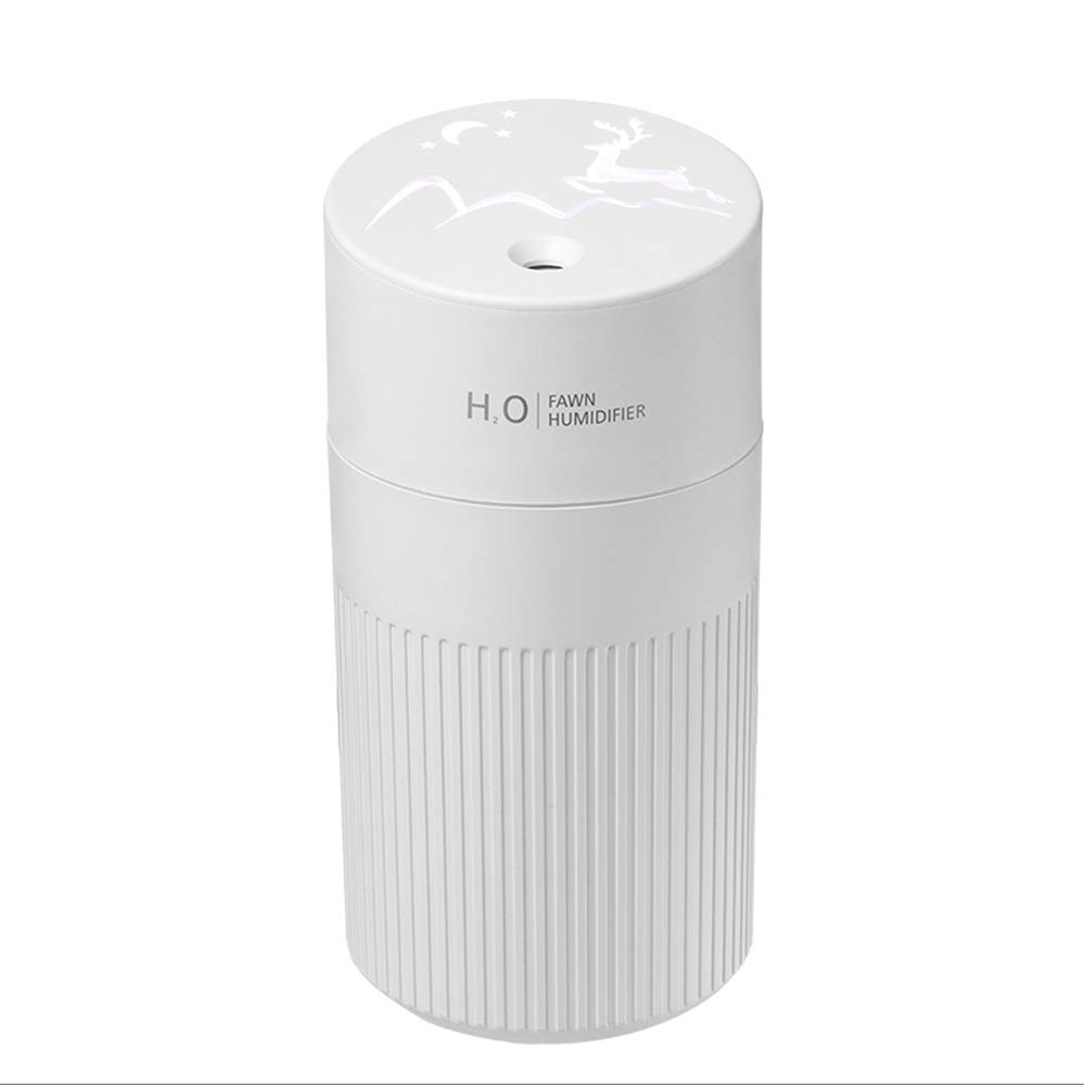 SHENGDAFASHANGCHENG Filter-Free Ultrasonic Cool Mist Humidifier for Medium Rooms - USB Mini Air Humidifier with Aroma Diffuser, Cute Deer Design, Colorful Night Light (White) - Perfect for Bedroom, Nursery, Office & Dry Climate Relief