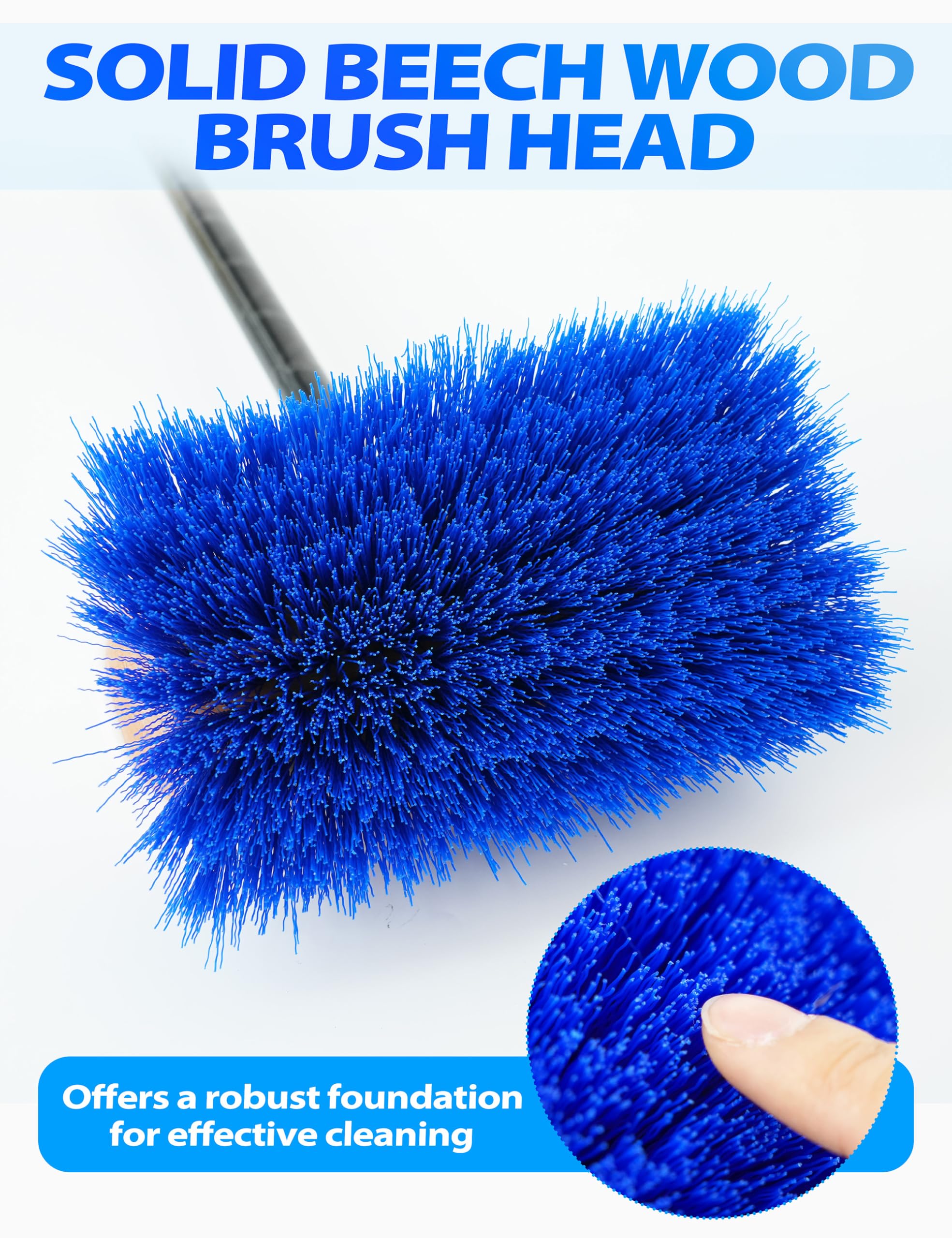BLUEWING 4ft/6ft/8ft Heavy Duty Deck Brush with Carbon Fiber Handle - Soft/Medium/Hard Bristles for Outdoor Cleaning, Boat Washing & Deck Scrubbing | Perfect for Marine, RV, Patio & Driveway Cleaning