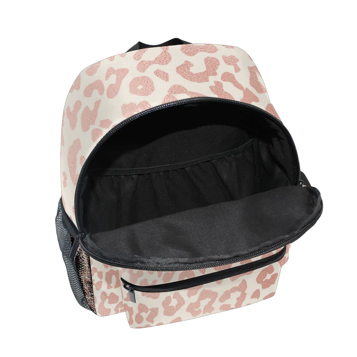 Personalized Preschool Backpack with Adjustable Chest Strap - Custom Name/Text Daycare Bag for Toddlers, Rose Gold Leopard Print Cheetah Design - Perfect for Nursery, Daycare, Travel & Diaper Storage (Toddler Size)