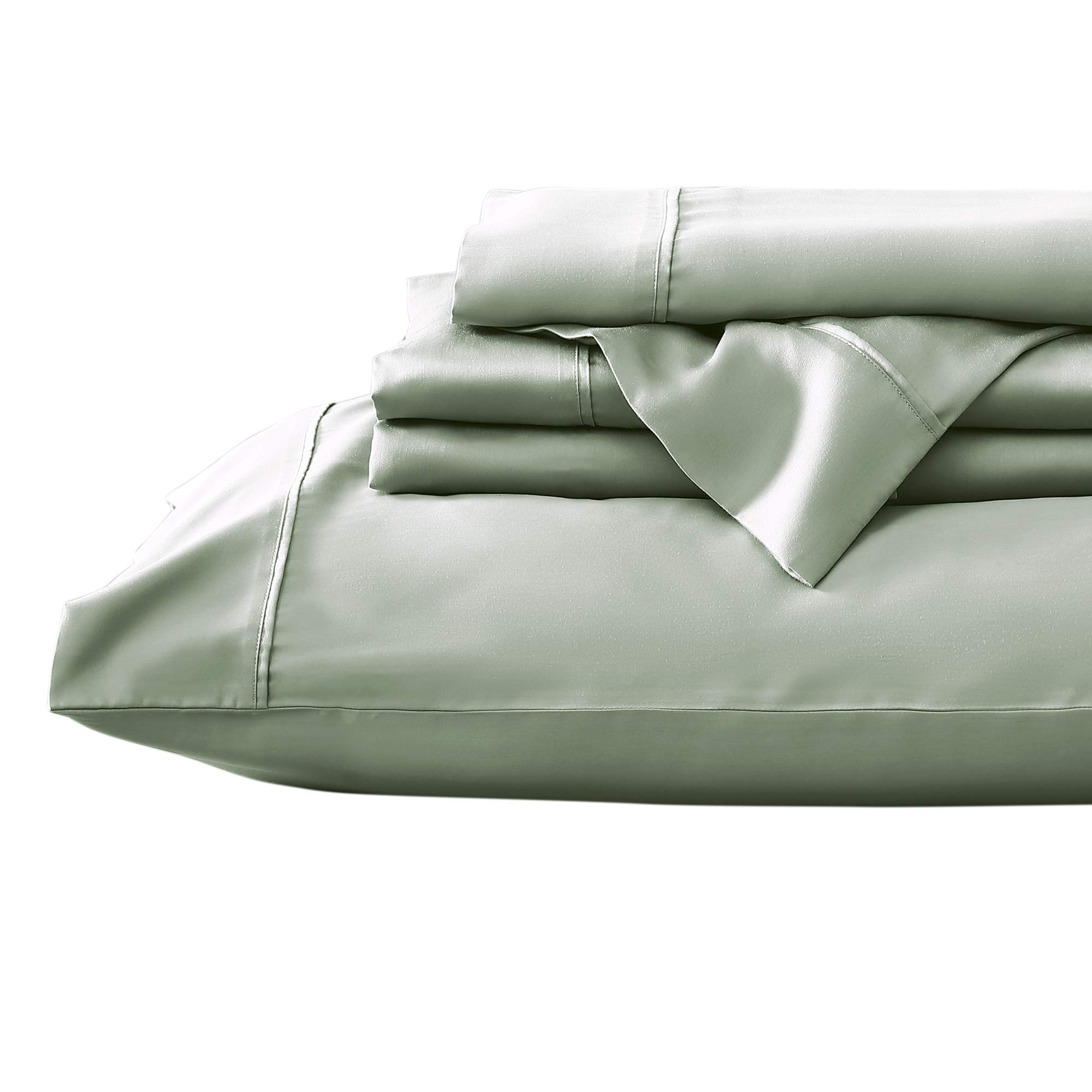 Premium 100% Tencel Modal Sateen Sheet Set - Luxuriously Soft, Breathable & Cooling Beech Tree Fiber Bedding - King Size Mint Green - Perfect for Hot Sleepers & Eco-Friendly Home Decor