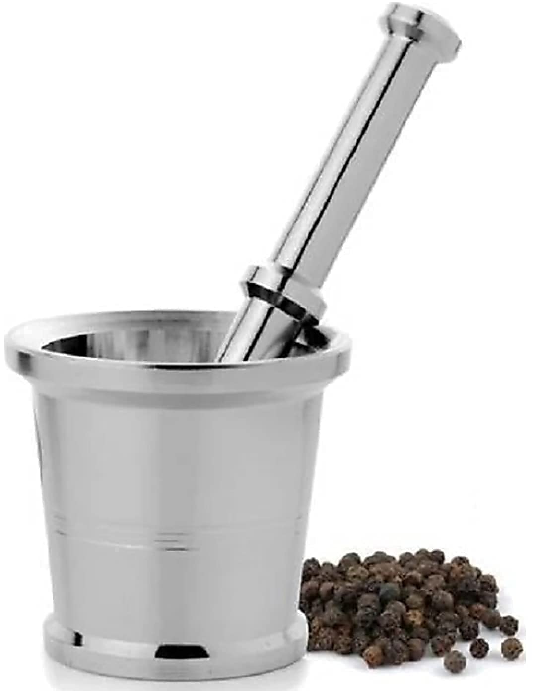 Premium Stainless Steel Okhli Masher & Mortar Pestle Set - Heavy Duty Spice Grinder for Kitchen - 1 Large Imam Dasta & Pestle - Perfect for Grinding Herbs, Spices & Making Pastes - Ideal for Indian Cooking, Ayurvedic Remedies & Homemade Spice Blends