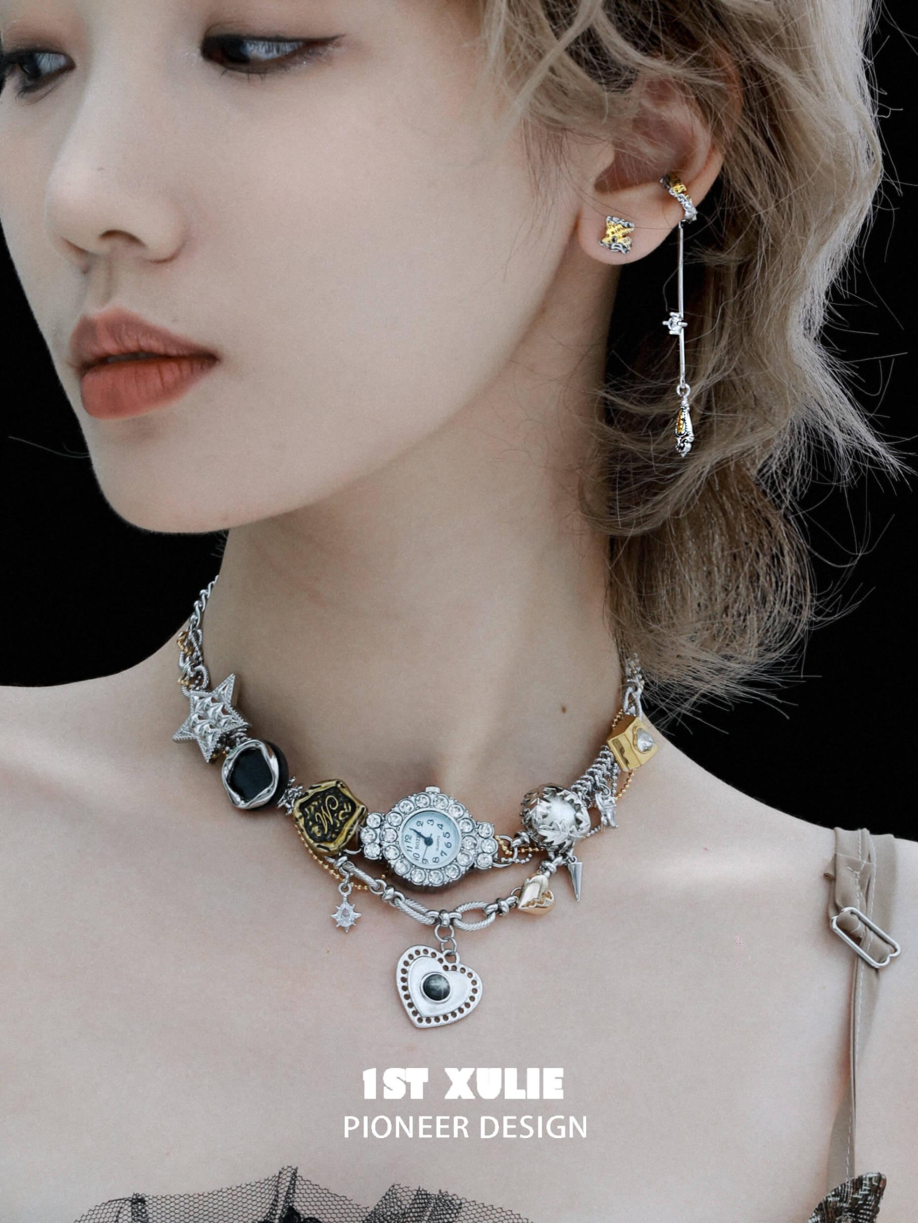 18K Platinum Plated Moissanite Watch Necklace for Women - Luxury Diamond Alternative Jewelry Gift for Anniversary, Valentine's Day & Special Occasions