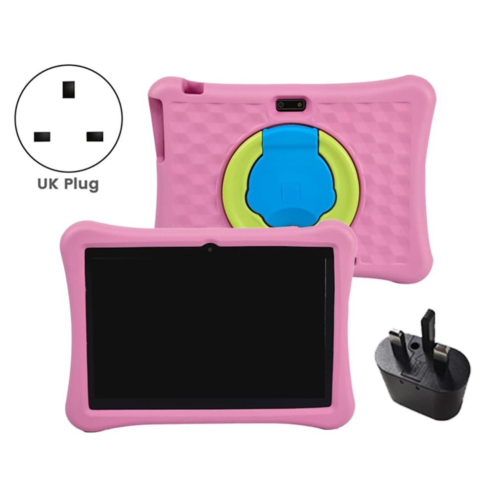Suoumwa 10 Inch Kids Tablet - Android 11 OS, 4GB RAM 64GB Storage, Parental Control, EVA Protective Case, UK Plug, Pink - Perfect for Learning, Games & Entertainment at Home or Travel