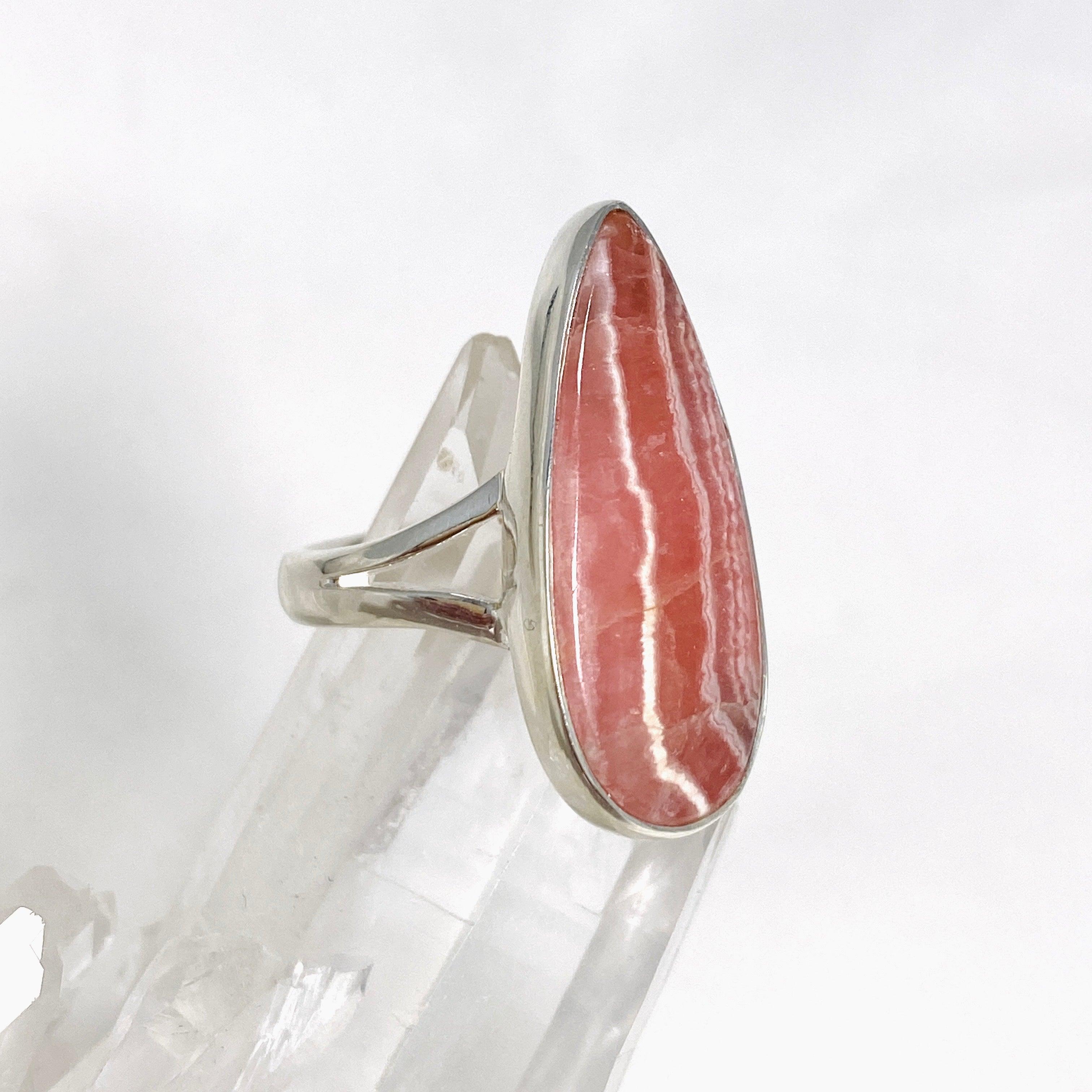 Rhodrosite Teardrop Ring for Women - Size 7 Sterling Silver Jewelry KRGJ3162 - Perfect for Valentine's Day Gift, Anniversary & Special Occasions