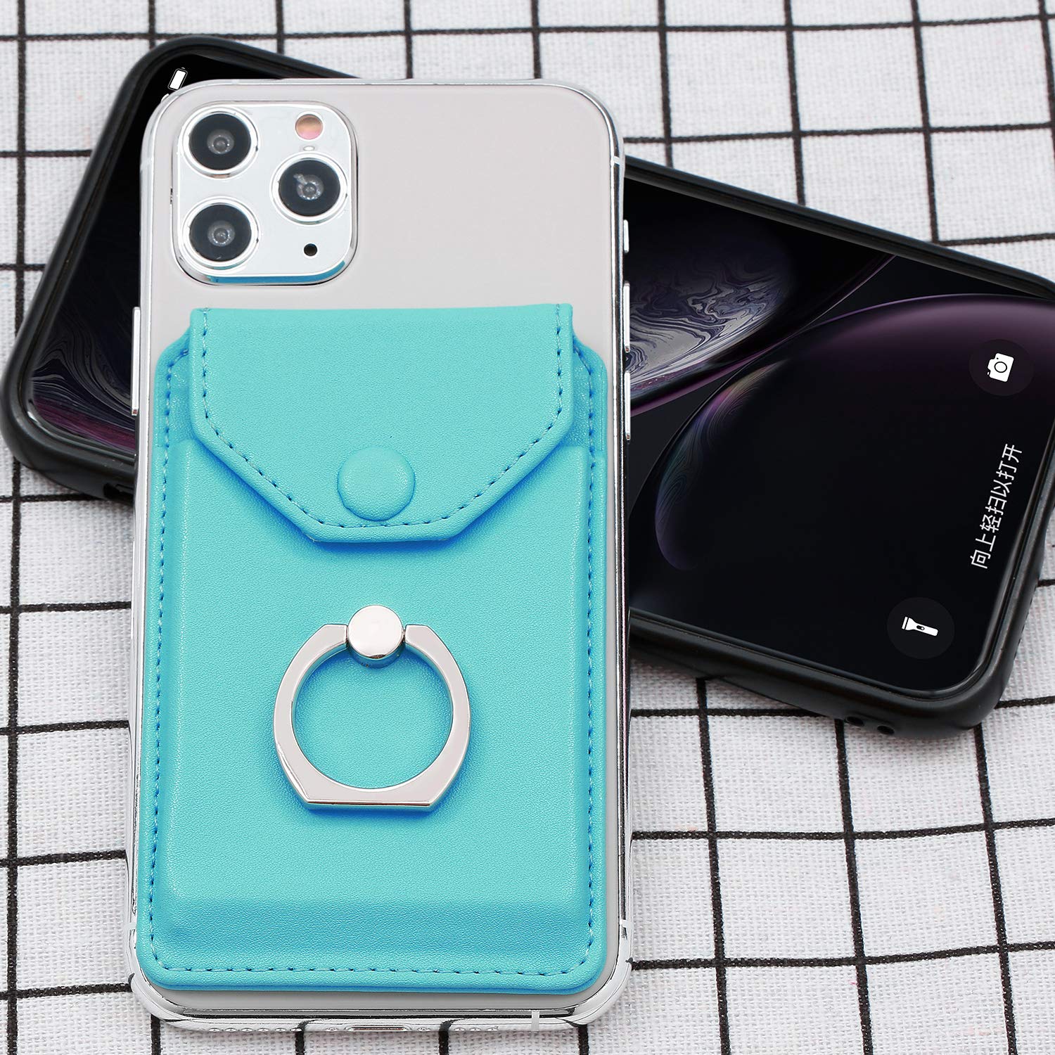 RFID Phone Ring Stand - Wallet Holder for iPhone & Android - Green for Office & Travel