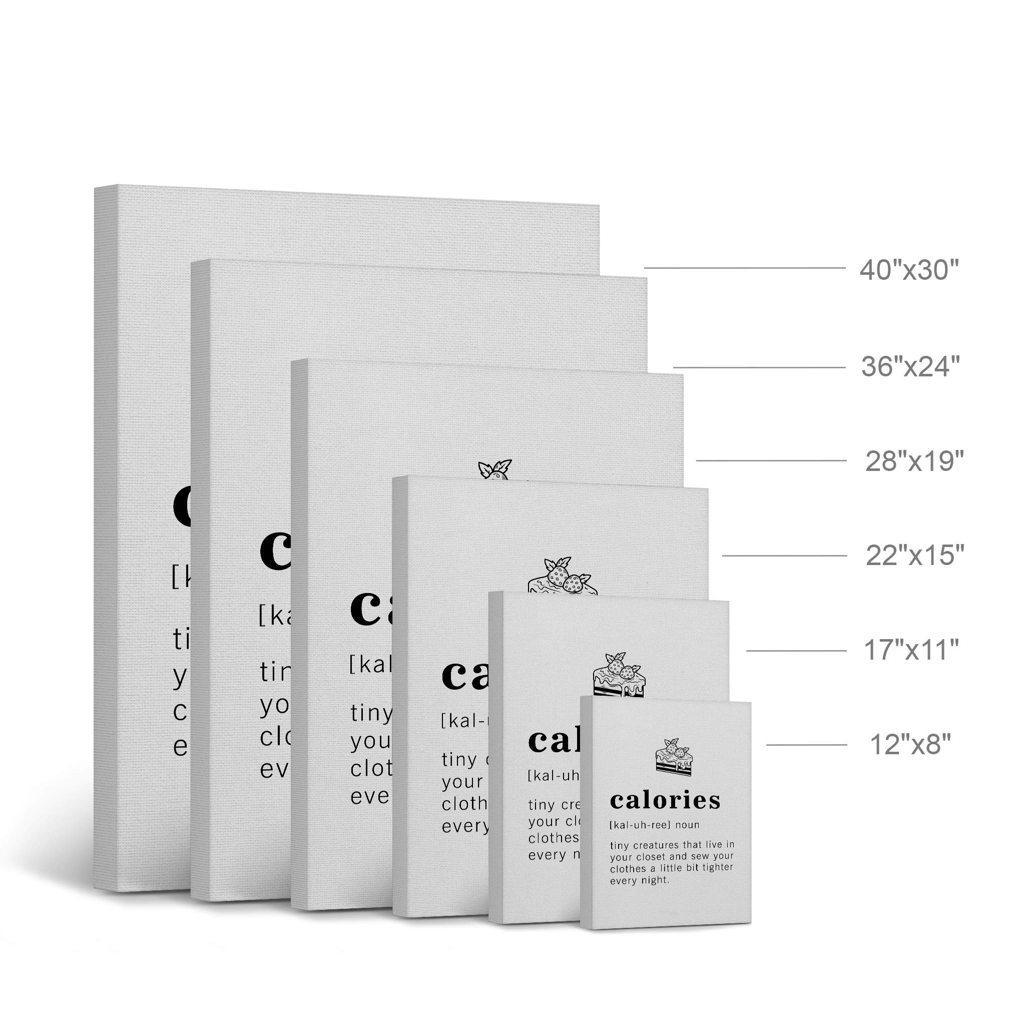 Funny Noun Dictionary Definition of Calories Canvas Print - Inspirational Quote Wall Art for Office, Living Room, Bedroom & Bathroom - Ready to Hang Home Decor (36x24 inches, Made in USA) - Perfect for Gifts, Housewarming & Funny Kitchen Decor