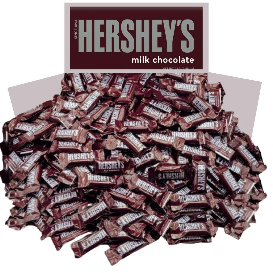Hershey's Milk Chocolate Miniature Candy Bars - Kosher, Gluten-Free, Individually Wrapped Bulk Pack (4lb) - Perfect for Halloween, Party Favors & Office Snacks