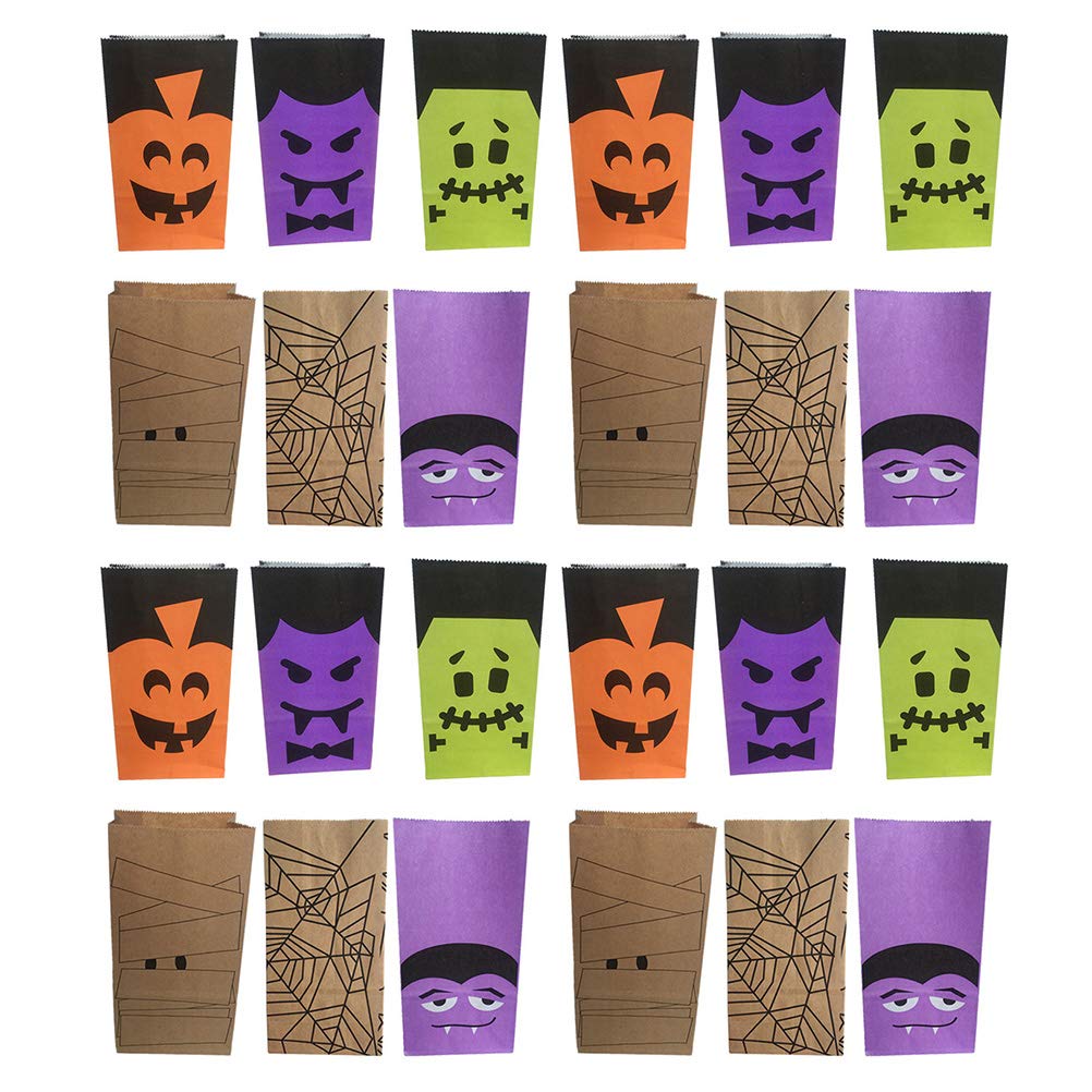 DOITOOL Halloween Trick or Treat Bags Bulk - 24pcs Candy Gift Bags for Kids, Party Favors, Holiday Treats - Reusable Storage Containers for Candy, Snacks & Small Gifts - Perfect for Halloween Parties, Classroom Events & Neighborhood Trick-or-Treating