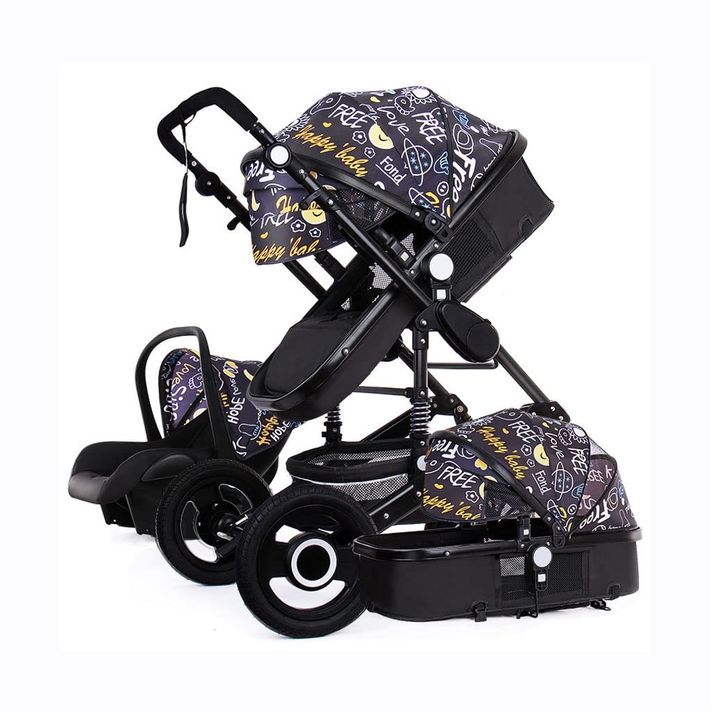 YANHH 3-in-1 Foldable Baby Stroller Travel System - Lightweight Deluxe Folding Stroller with High View Seat for Newborns & Toddlers (Colorful) - Perfect for Shopping, Travel & Daily Walks