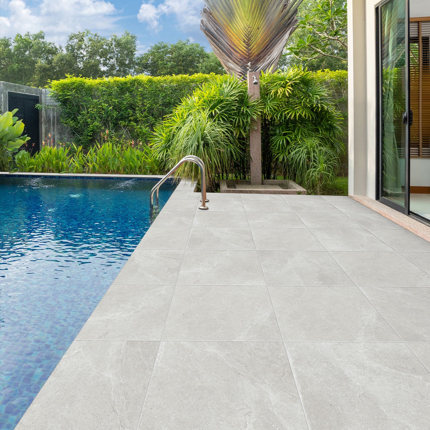 Premium White 400x600x20mm Outdoor Porcelain Tile with Pencil Edge Bullnose - Perfect for Patios, Pool Decks & Garden Pathways (Per Piece)
