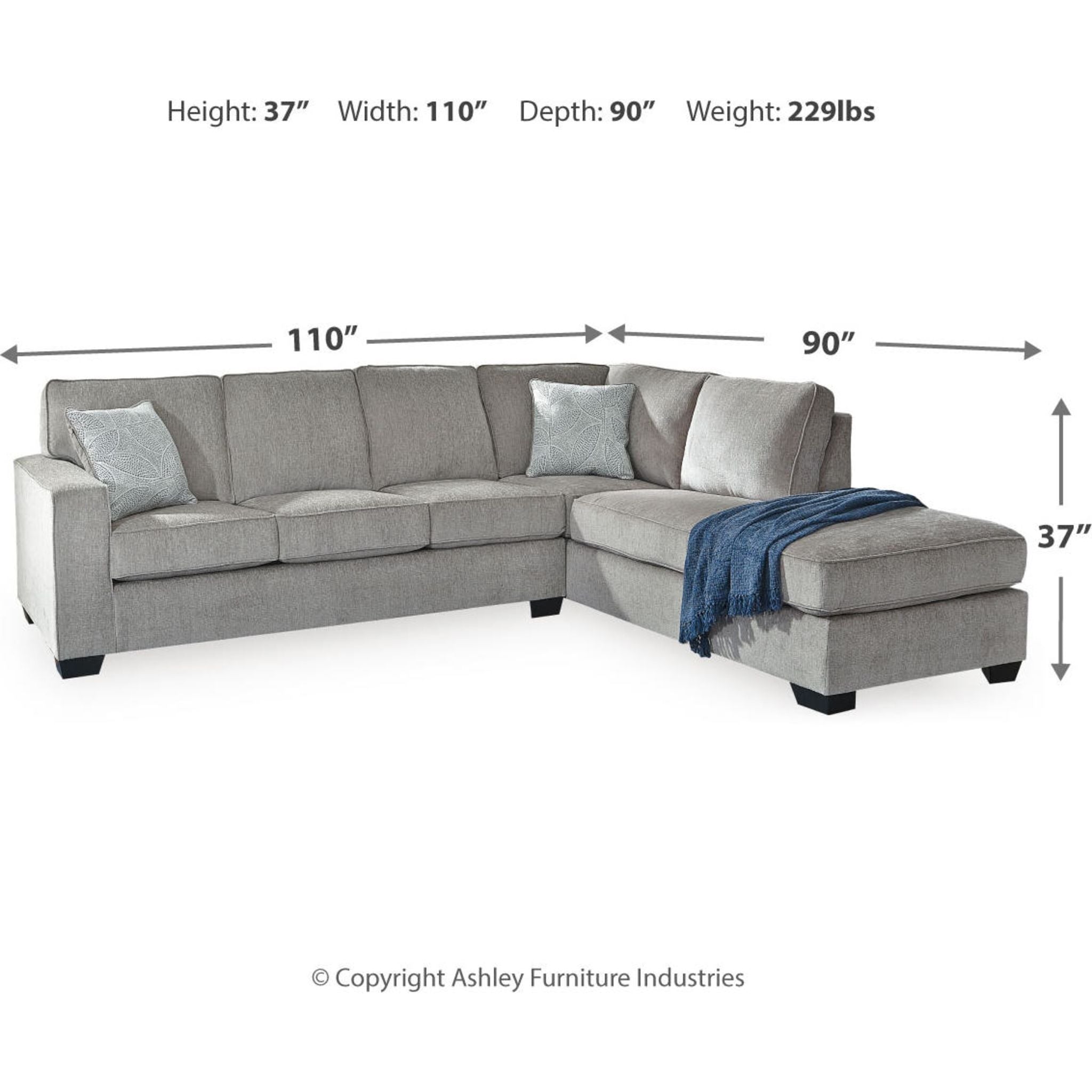 Altari 2-Piece Sectional Sofa with Chaise Lounge - Modern L-Shaped Living Room Furniture for Small Spaces & Apartments