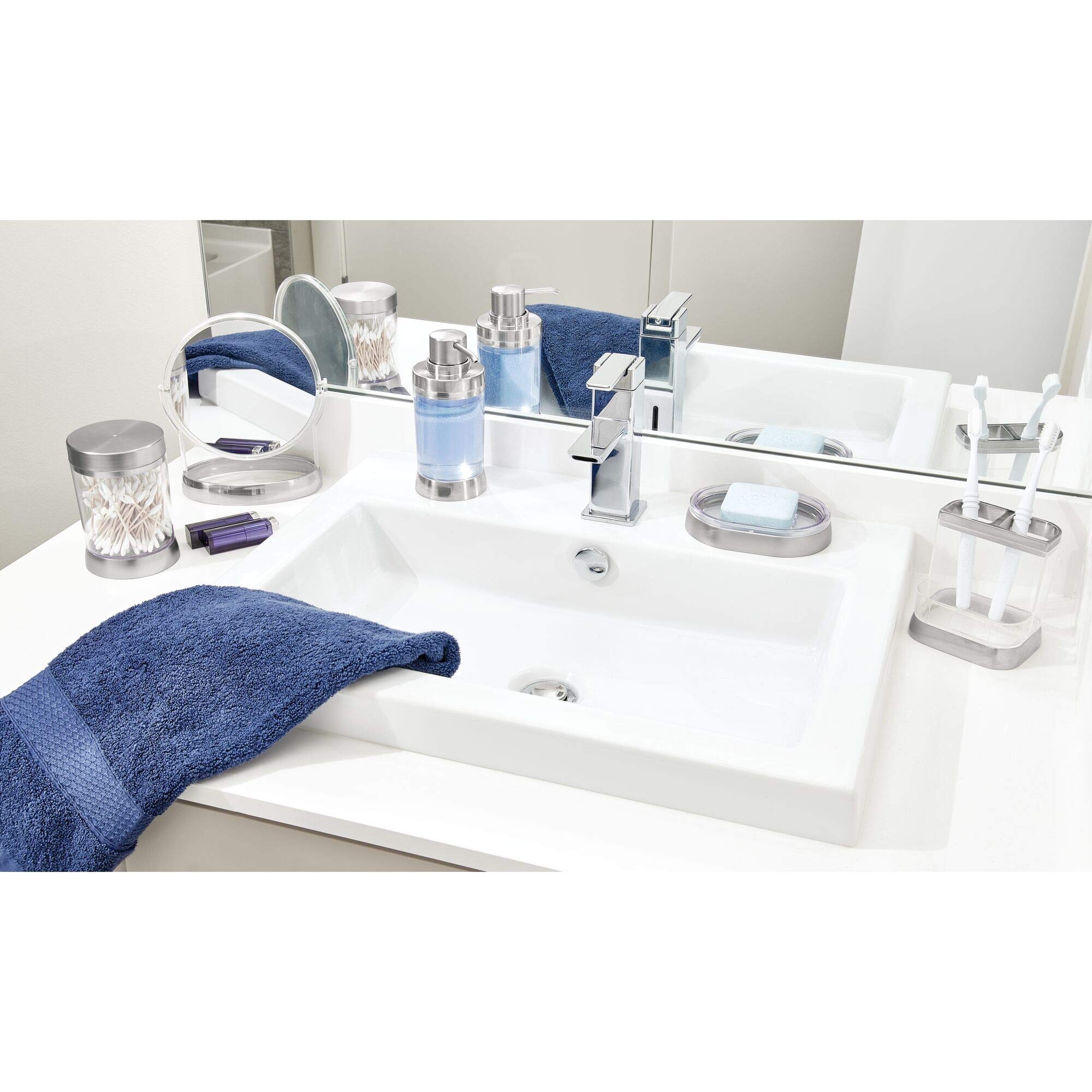 iDesign Haley Vanity Organizer - Clear & Brushed for Bathroom & Desk