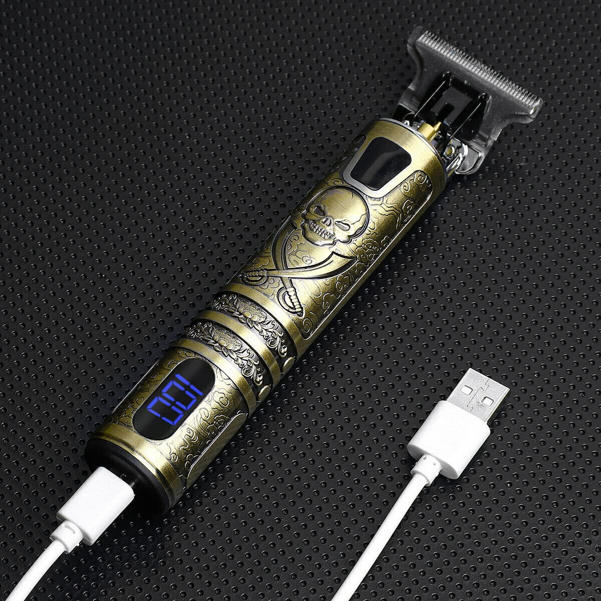 Drumstone Professional Hair Trimmer for Men - Buddha & Dragon Style Adjustable Blade Clipper & Shaver - Retro Oil Head Close Cut Precision Machine for Home Barbering & Grooming