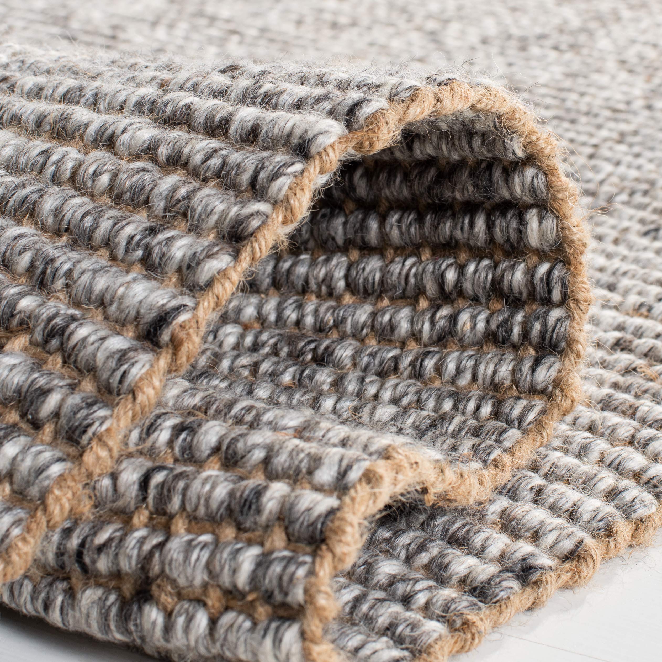 SAFAVIEH Handmade Natural Jute Area Rug 5' x 8' - Grey & Natural Woven Fringe, Eco-Friendly Fiber for Living Room, Bedroom, Dining Room | Durable for High Traffic Areas & Home Decor