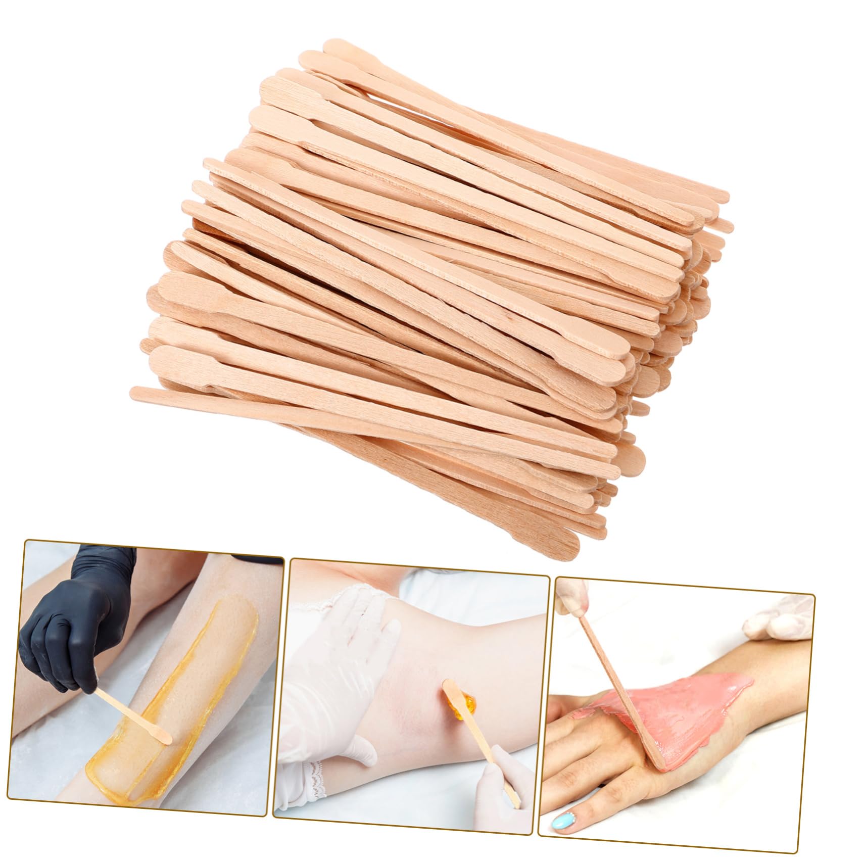 iPetboom 100pcs Disposable Hair Removal Wax Sticks - Body Waxing Kit for Eyebrows, Face & Bikini Area - Wooden Wax Applicators for Smooth Skin at Home & Salon Use