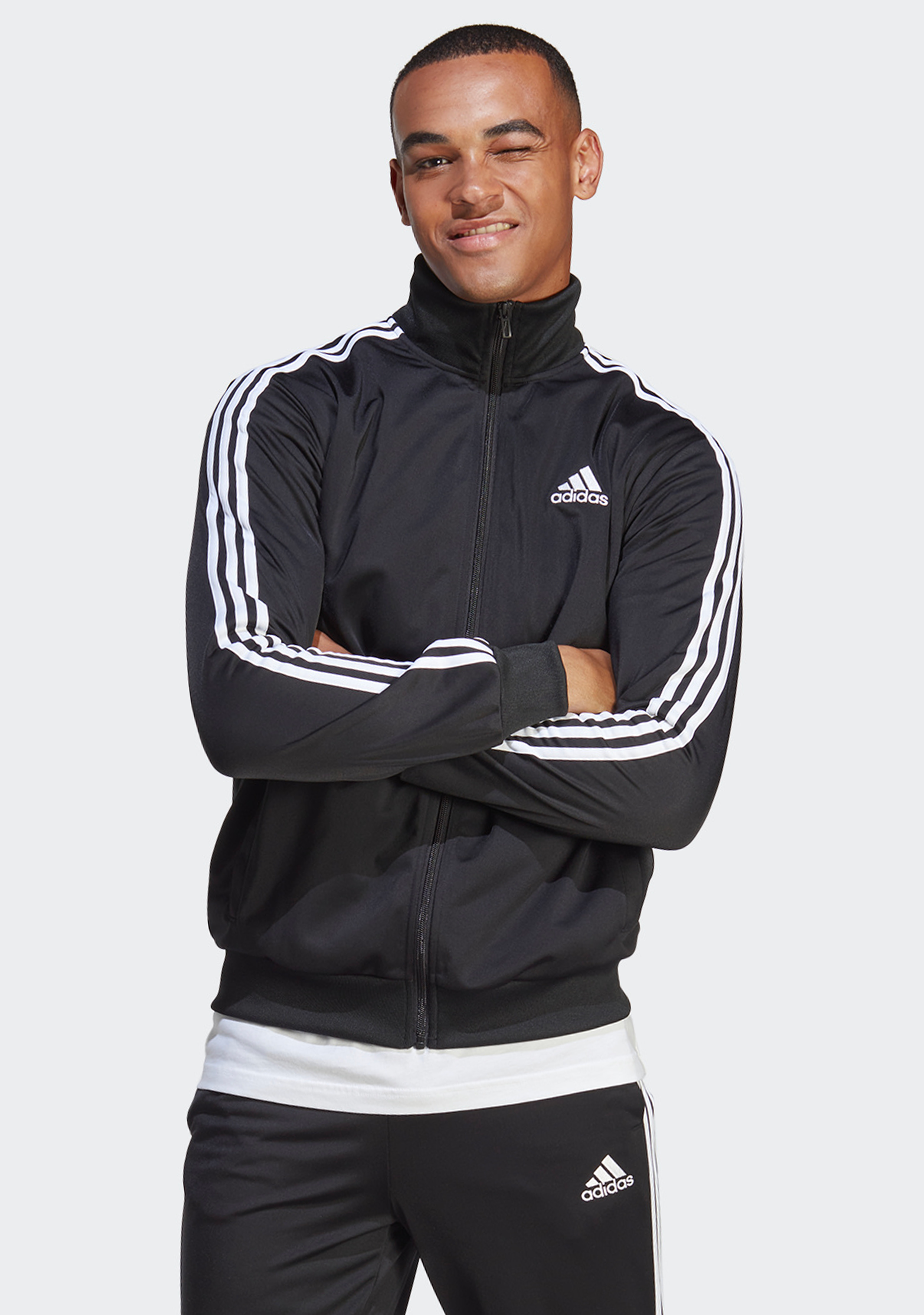 Adidas Men's Primegreen Essentials 3 Stripes Track Jacket - Lightweight Running & Gym Hoodie for Workout & Casual Wear