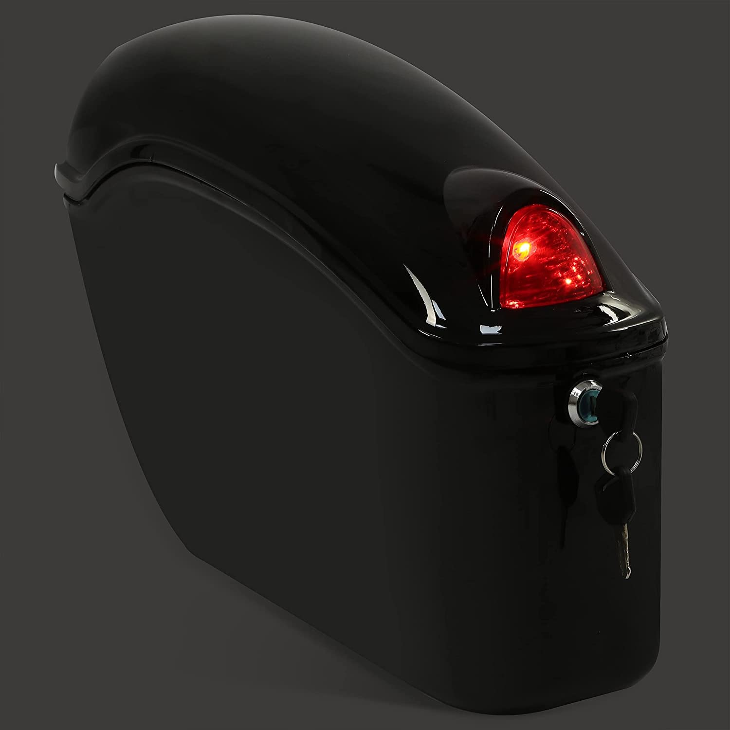Universal Hard Saddle Bags for Motorcycles - Waterproof Cruiser Trunk Luggage with Mounting Brackets & LED Lights - Fits Yamaha, Honda & Other Cruiser Bikes - Perfect for Long Distance Rides, Road Trips & Touring Accessories