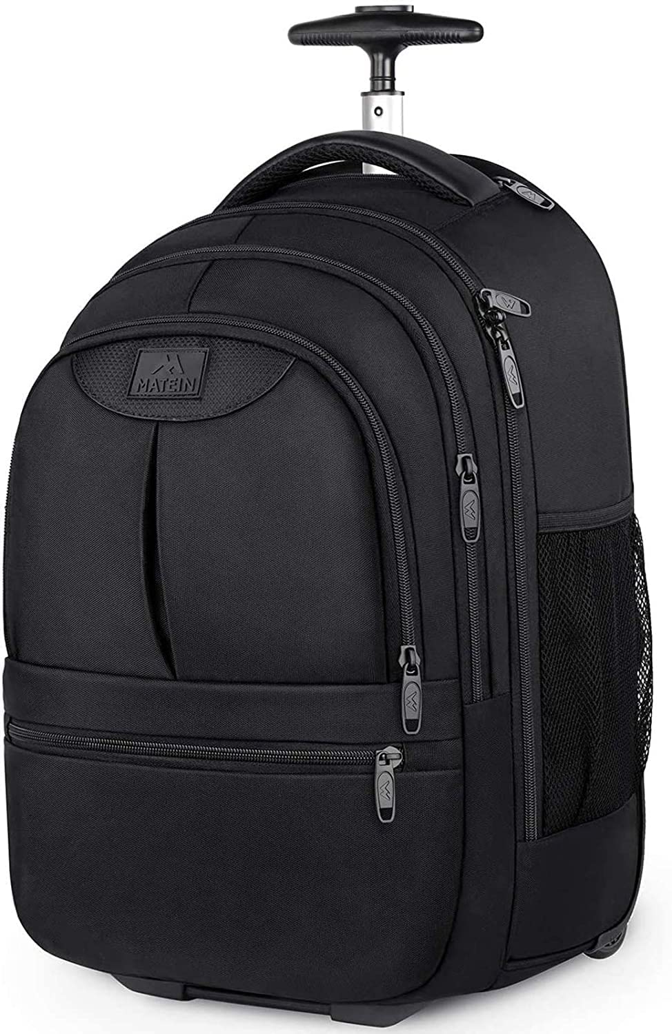 Waterproof Rolling Backpack with Wheels - 15.6 Inch Laptop Travel Backpack for Women & Men, Carry On Luggage for Airplane, Business & College - Wheeled Trolley Suitcase Computer Bag (Black) - Perfect for Business Trips, College Commutes & Air Travel