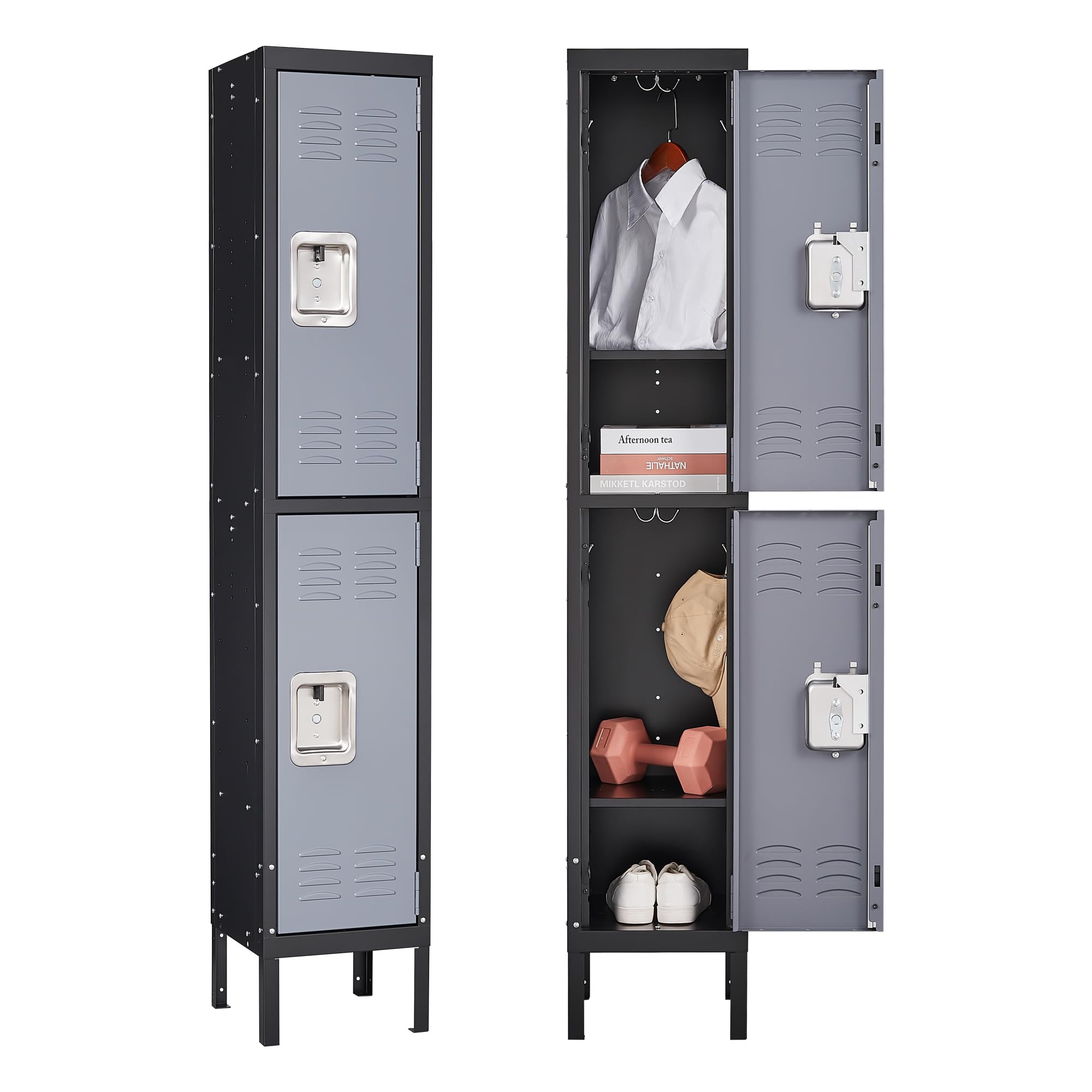 Heavy Duty 2-Door Steel Locker for Office, School & Gym - Secure Metal Storage Cabinet for Employees - Perfect for Home, Office, School & Gym Organization