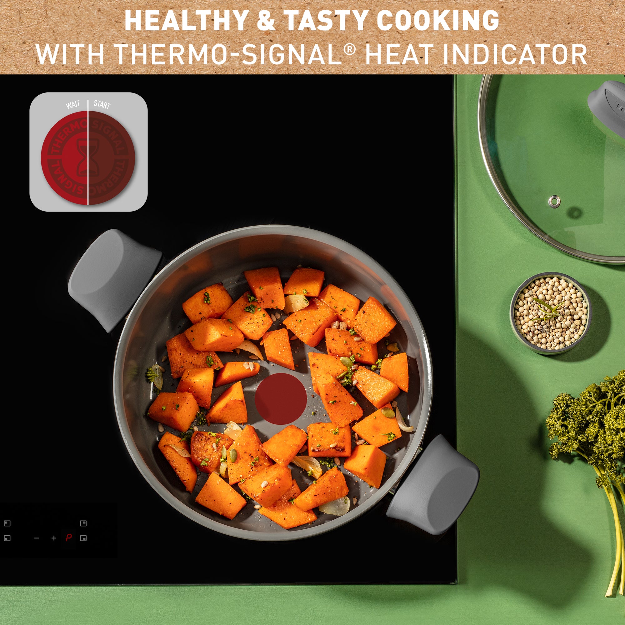 Tefal Revive Ceramic Induction Non-Stick Stewpot with Lid - 24cm (9.4 Inch) Heavy Duty Cookware for Soups, Stews & Slow Cooking - Perfect for Gas, Electric & Induction Stoves