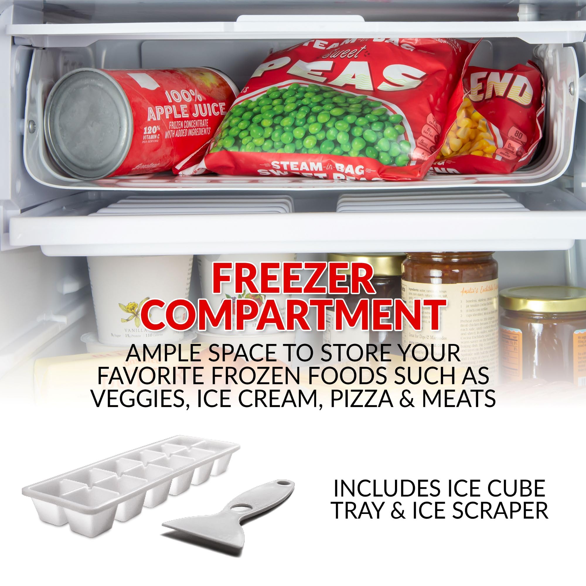 Igloo Coca-Cola 3.2 Cu. Ft. Mini Fridge with Freezer - Adjustable Temperature (32°F), Bottle Opener & Ice Cube Tray Included - Compact Refrigerator for Dorm, Office, Bedroom or Man Cave - Black