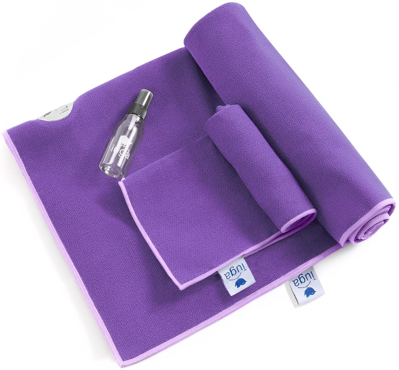 Non-Slip Extra Thick Yoga Mat Towel with Hand Towel 2-in-1 Set - Super Absorbent & Quick Dry for Hot Yoga | Includes Corner Pockets | Perfect for Bikram, Ashtanga & Studio Yoga Sessions