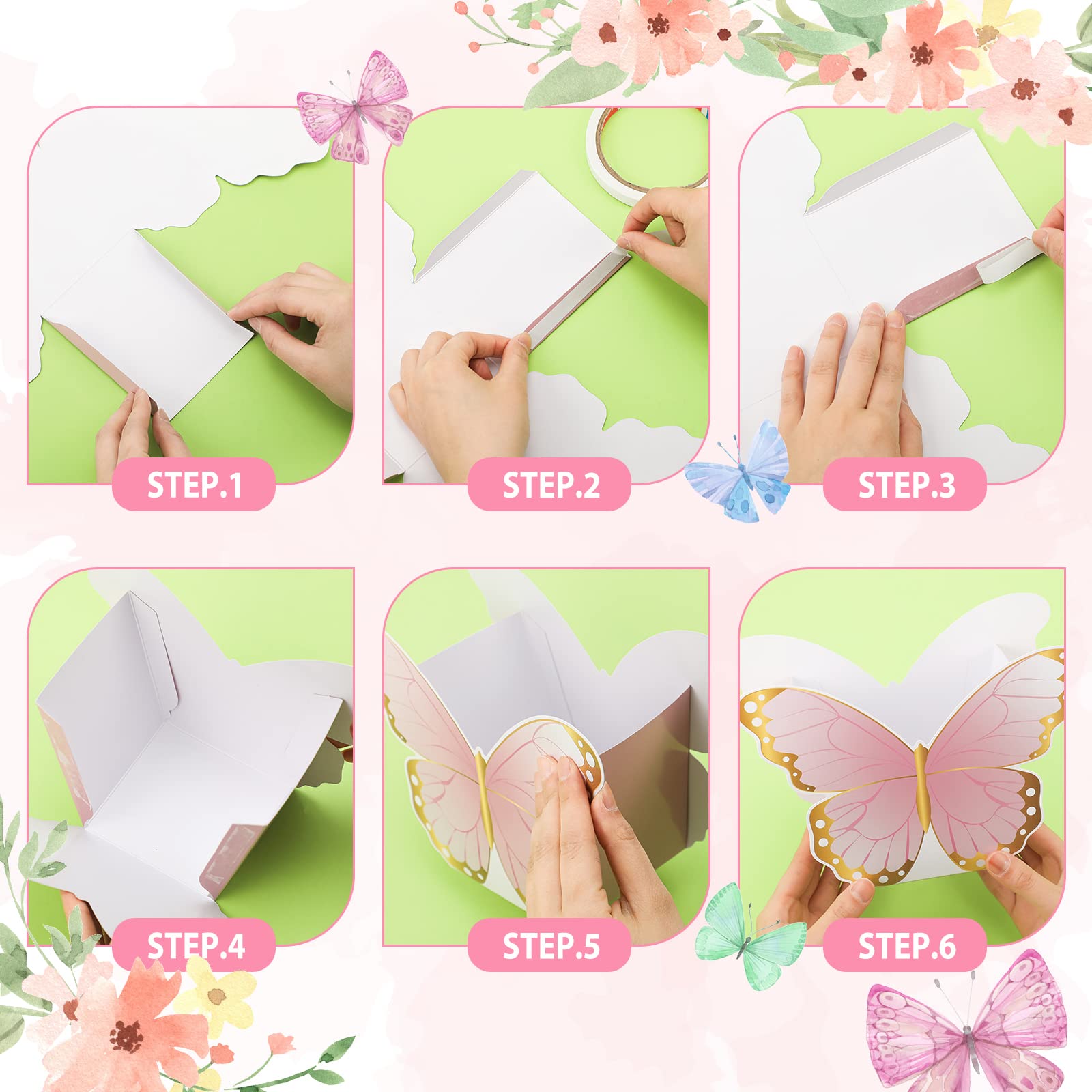 Fuutreo 6 Pcs Butterfly Centerpieces for Baby Shower, Birthday Party, Tea Party, Wedding Décor – Elegant Butterfly Table Decorations & Themed Party Supplies – Perfect for Baby Showers, Bridal Showers, and Spring Celebrations