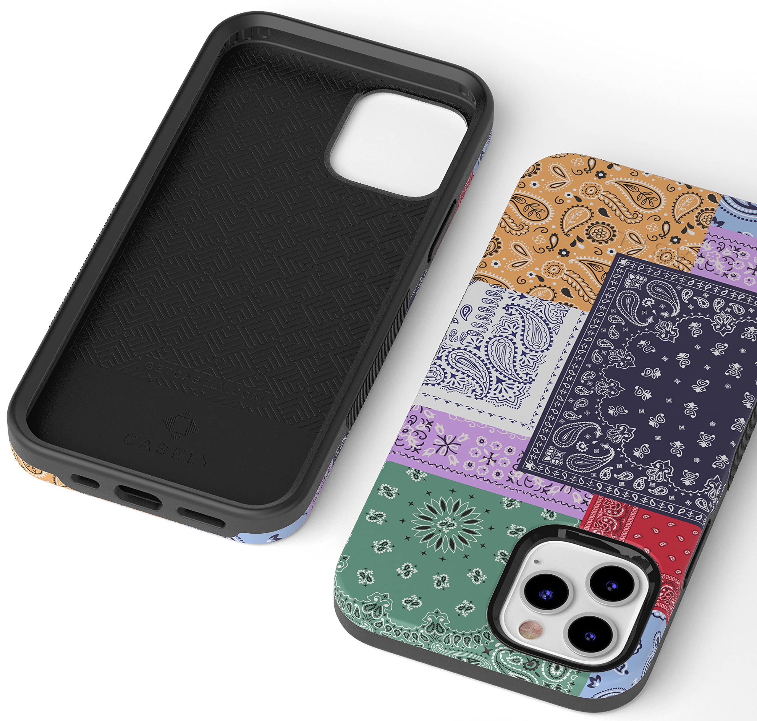Casely iPhone 11 Pro Max Case - Stylish Patchwork Bandana Design with Swatch It Up Pattern | Protective Phone Cover for Everyday Use, Travel & Fashion Accessories