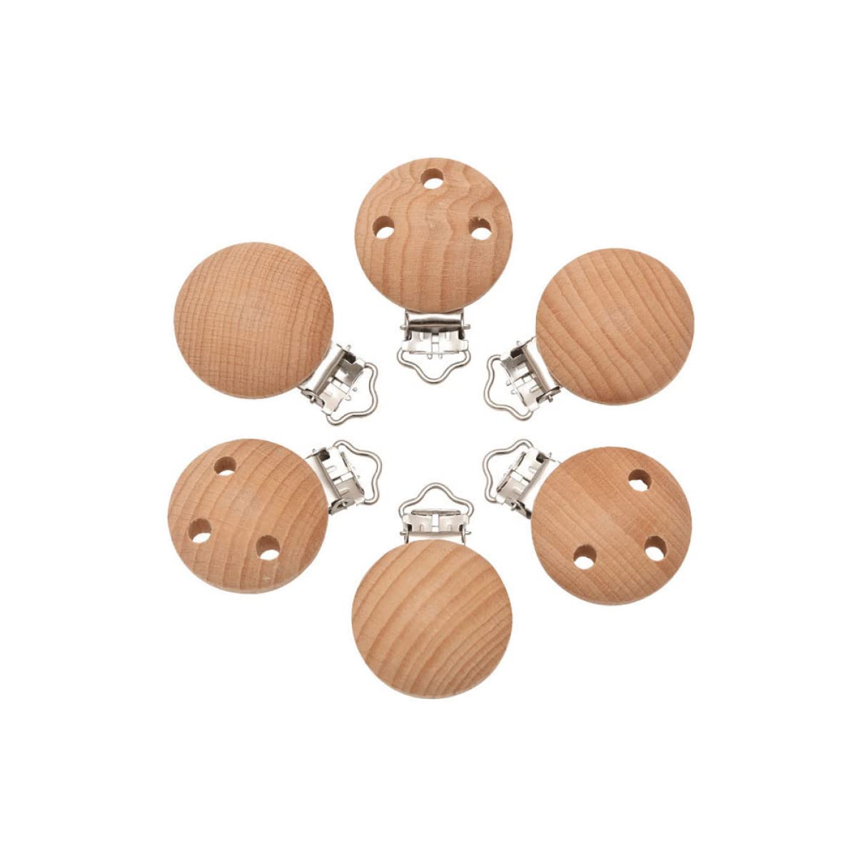 COHEALI 20 PCS Natural Wooden Pacifier Clips for Babies - Safe Teething Soother with Round Shape (30mm, 164g) - Perfect for Newborns, Infants & Toddlers - Ideal for Daycare, Travel & Everyday Use
