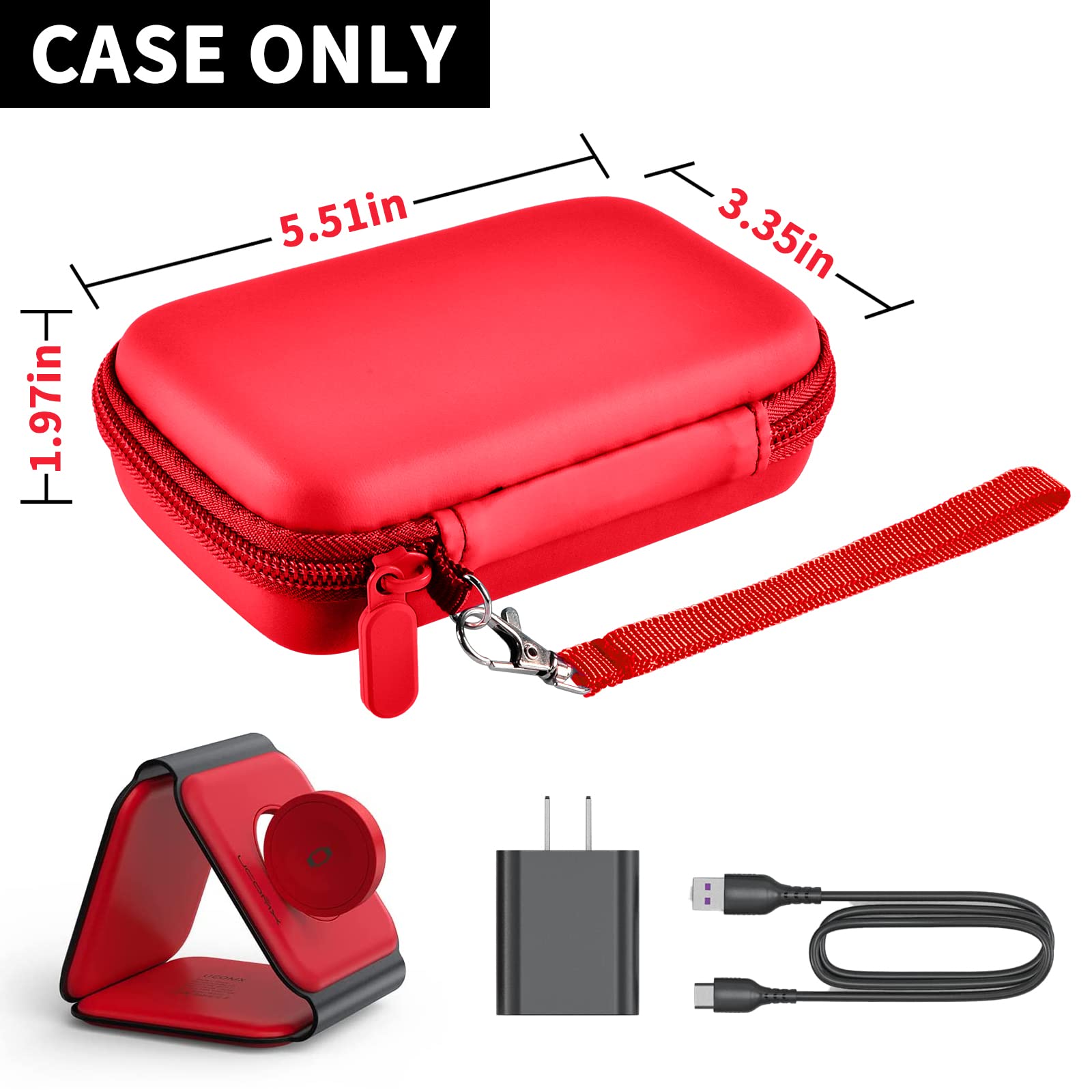 Foldable Magnetic Travel Case for UCOMX Nano, Iseyyox, LISEN & RTOPS 3-in-1 Wireless Charger - Fast Charging Station Storage Bag for Cables & Adapters (Red Box) - Perfect for Home, Office & Travel Accessories