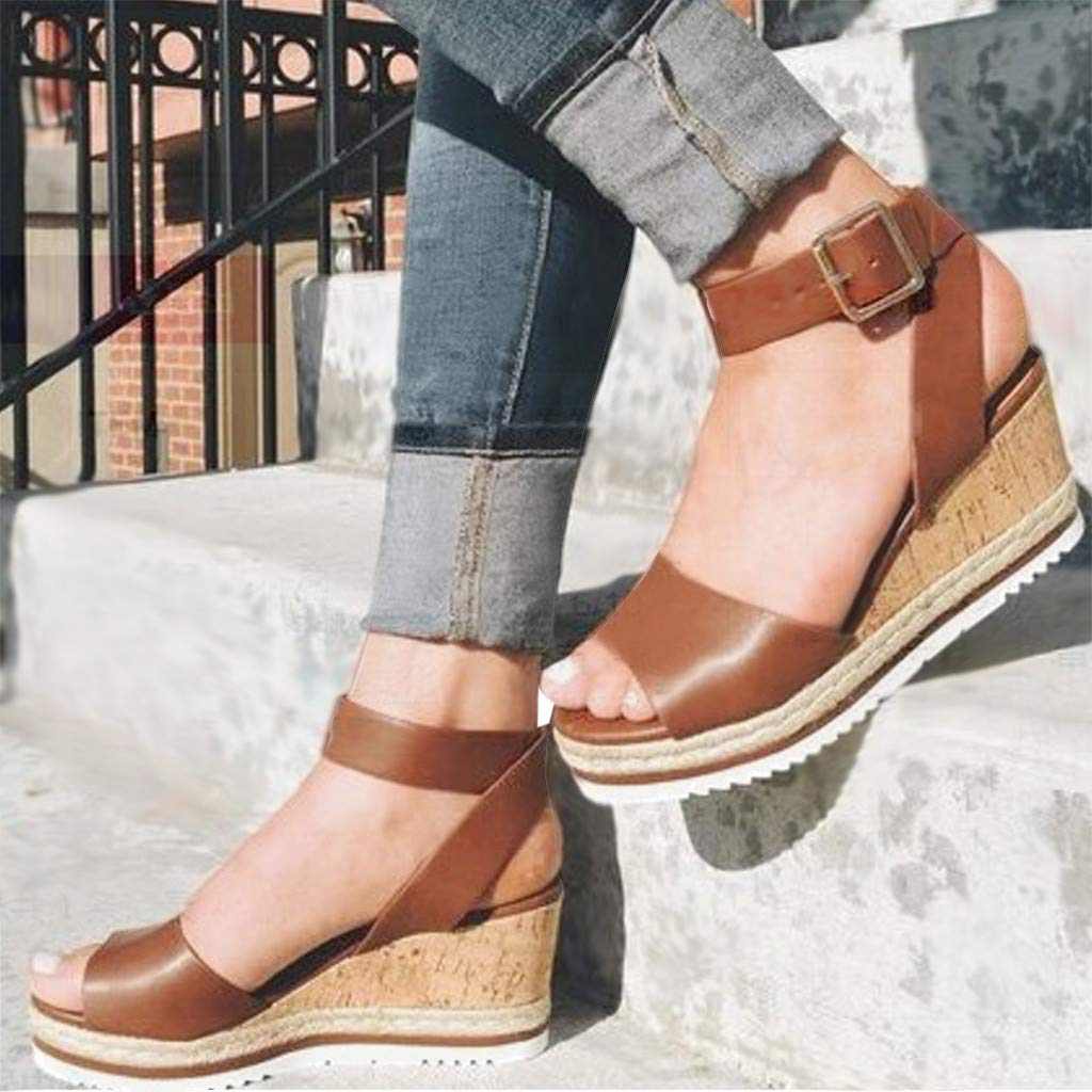 **Gibobby Women's Wide Width Platform Sandals - Casual Summer Flatform with Ankle Buckle Strap & Open Toe - Perfect for Beach, Vacation & Everyday Wear**