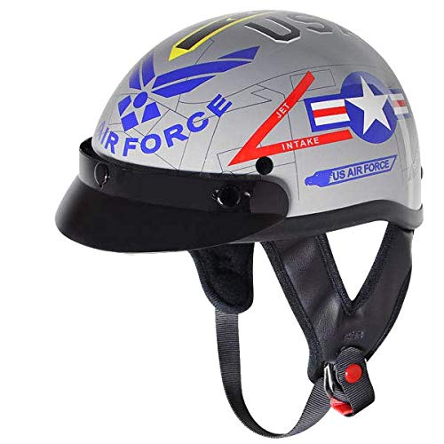 DOT Approved Full Face Motorcycle Helmet - Air Force Design, Lightweight & Ventilated (Size XL) - Perfect for Street Biking, Cruiser Riding & Commuting